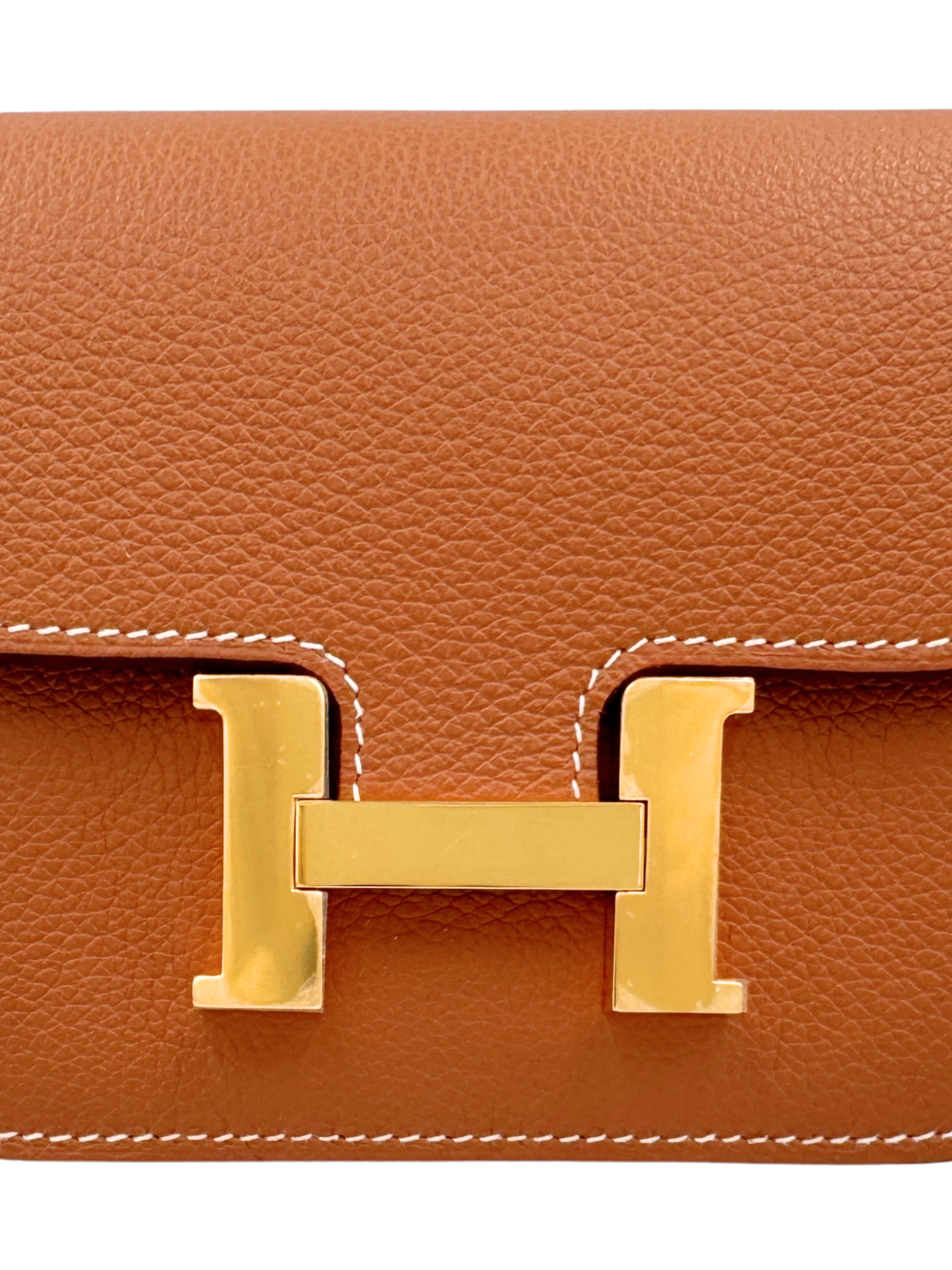Constance Slim Compact Wallet with Removable Card Holder in Gold Evercolor Leather with Gold Hardware