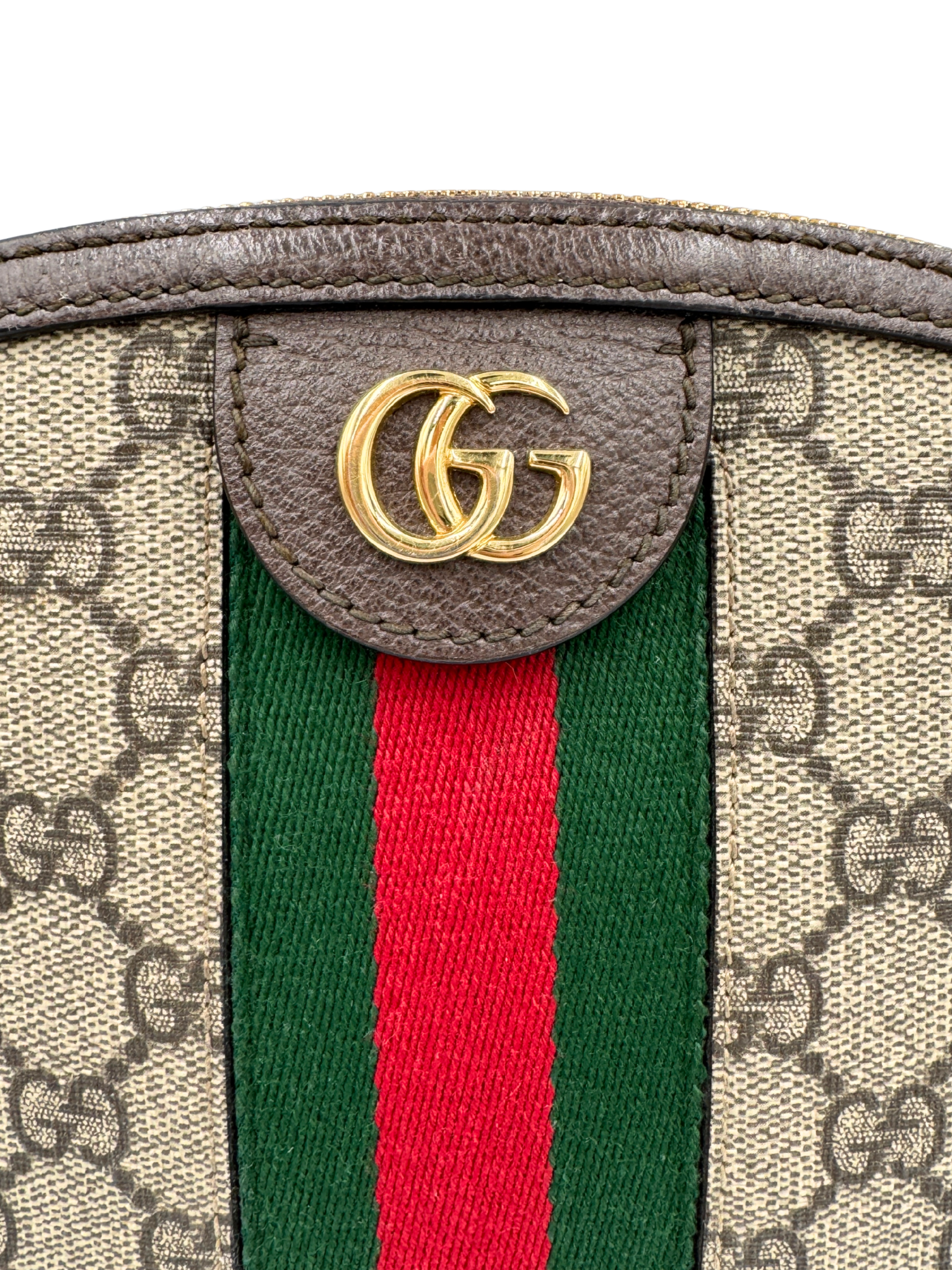 GG Small Ophidia Dome Crossbody Shoulder Bag in Brown and Tan Monogram Supreme Coated Canvas