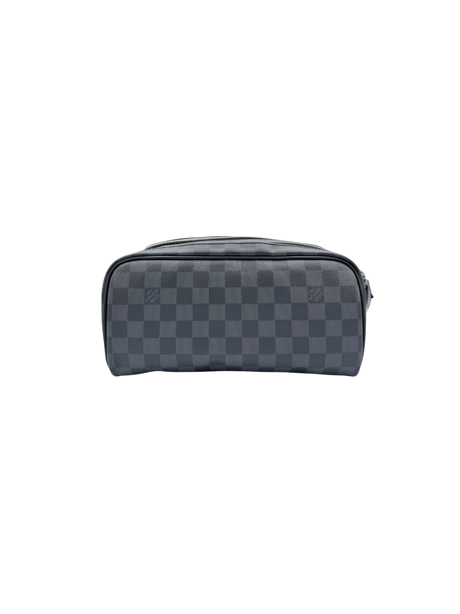 Dopp Kit Double-Zip Travel Toiletry Pouch / Travel Organizer in Damier Graphite Coated Canvas