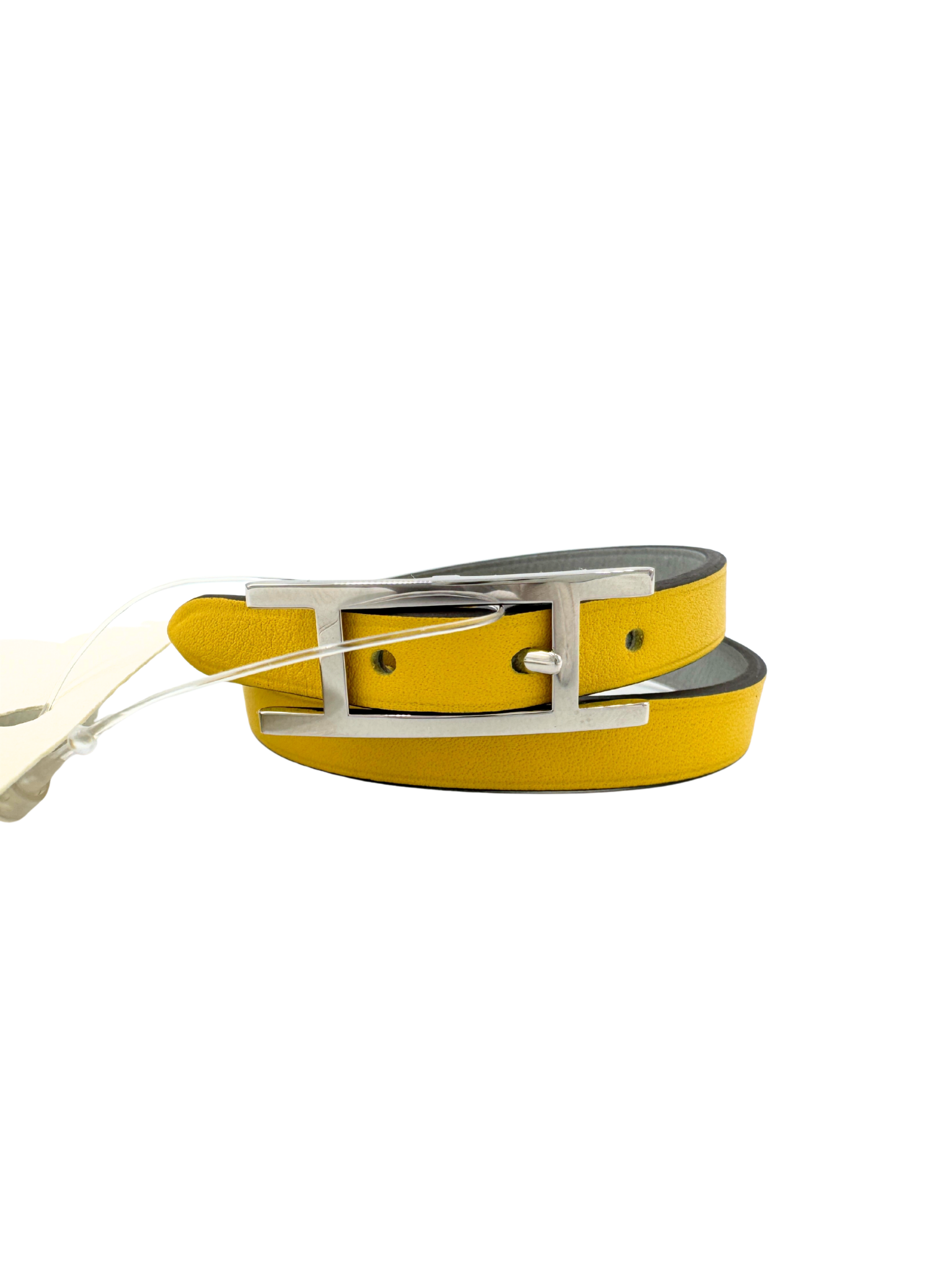 Size T1 Behapi Double Tour Reversible Bracelet in Bleu Glacier/Jaune De Naples Swift Leather
