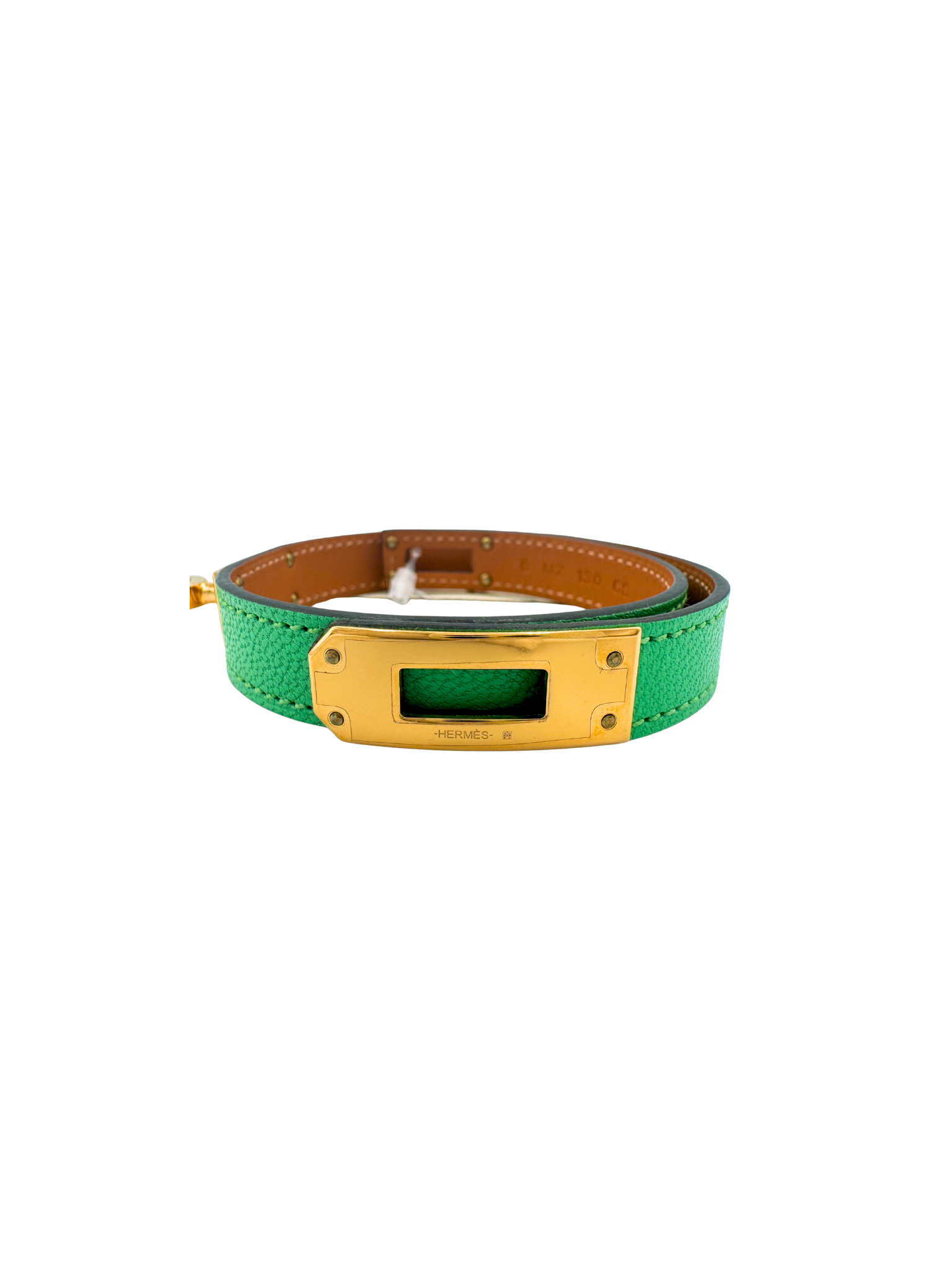 Size T2 Kelly Double Tour Bracelet in Vert Comics Chevre Chamkila Goatskin Leather