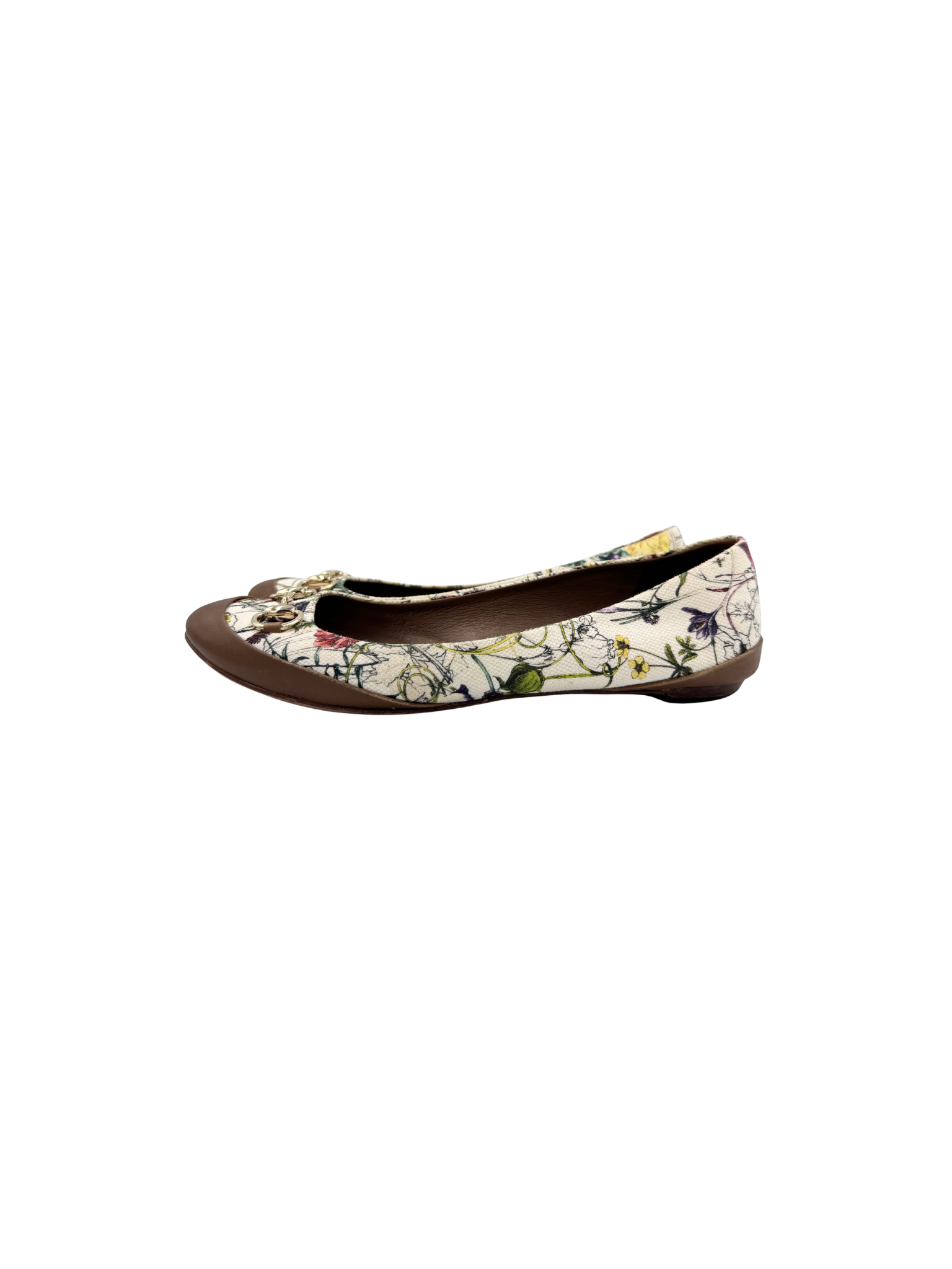 Size 39 Wildflower Horsebit Ballet Flats in Ivory Multicolor Canvas