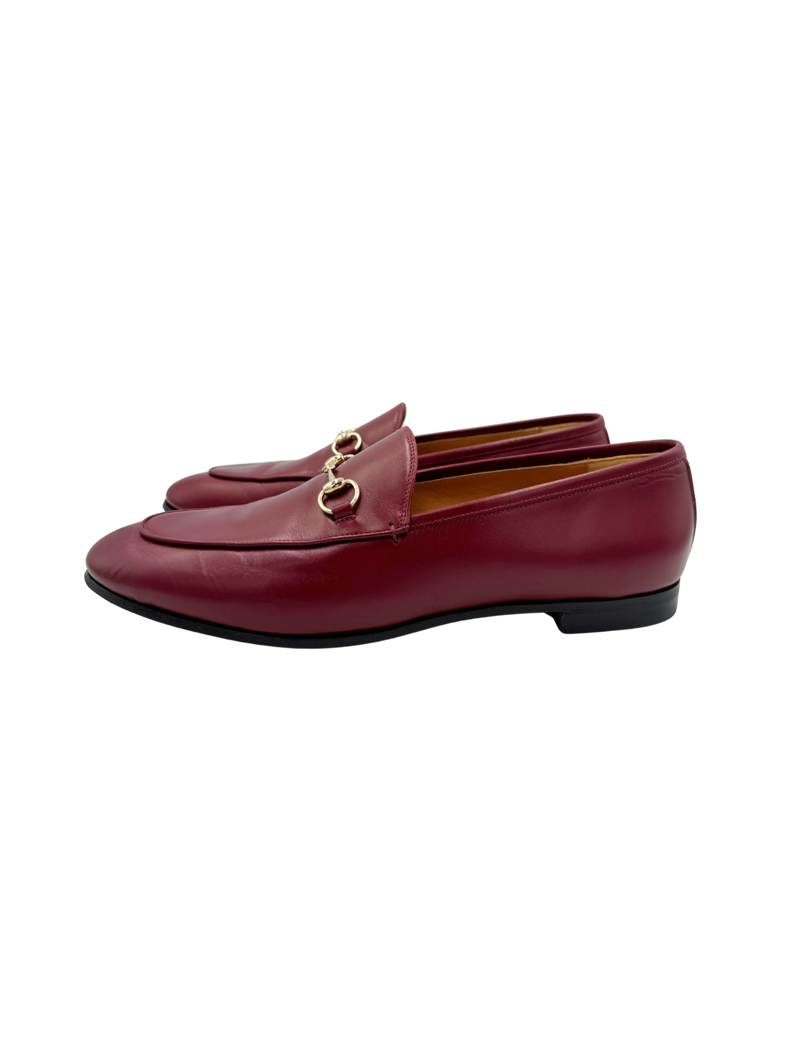 Size 42 Gucci Jordaan Horsebit Loafers in Rosso Ancora Burgundy Leather