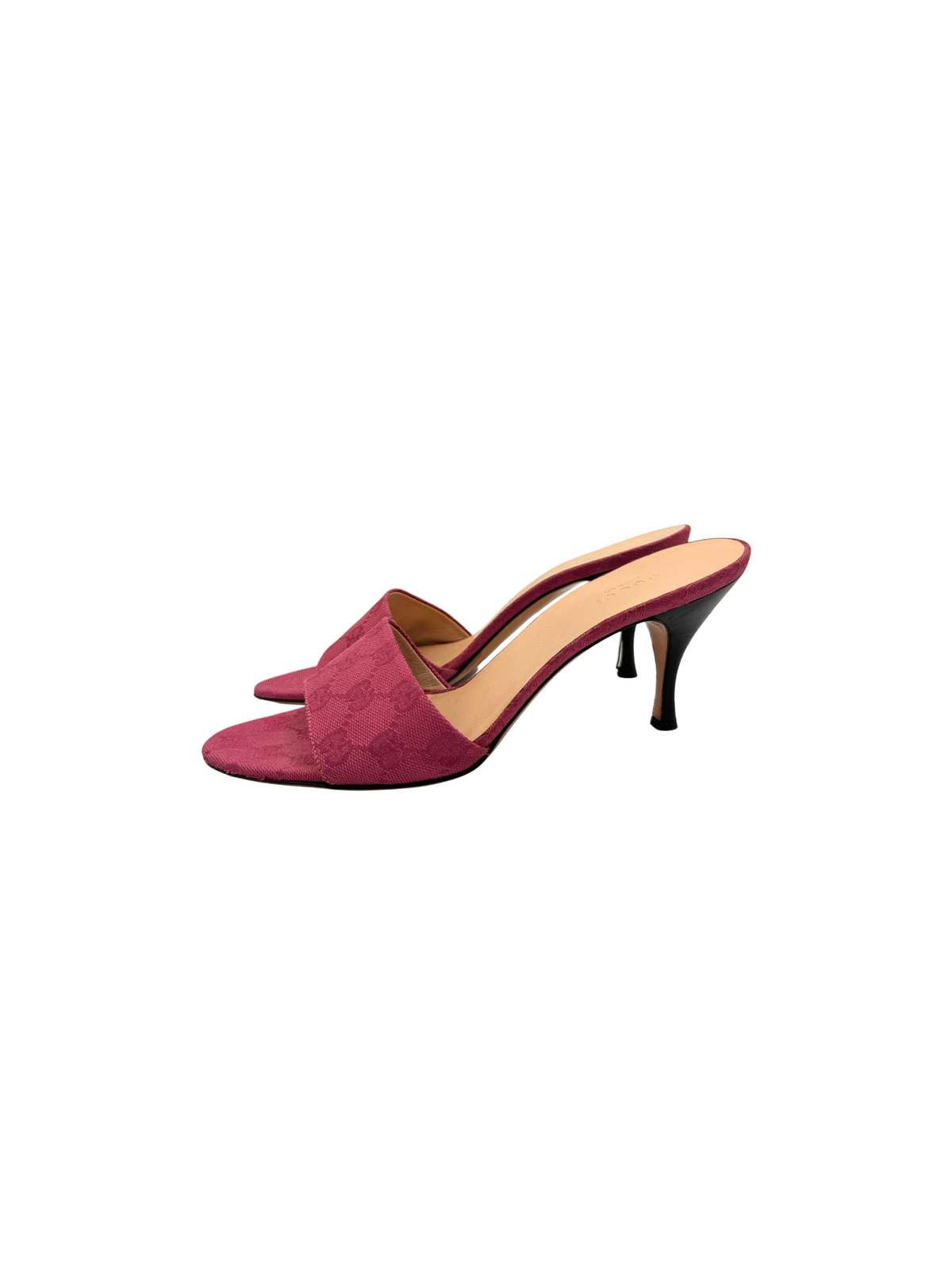 Size 39 GG Logo Slip-On Mule Sandals in Burgundy Monogram GG Supreme Canvas