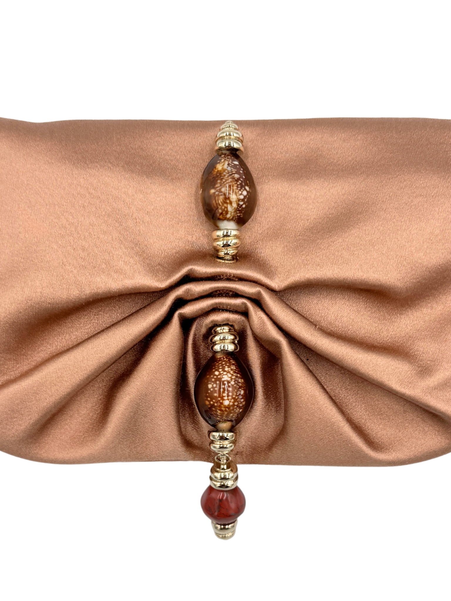 Vintage Embellished Evening Clutch in Blush Nude Satin