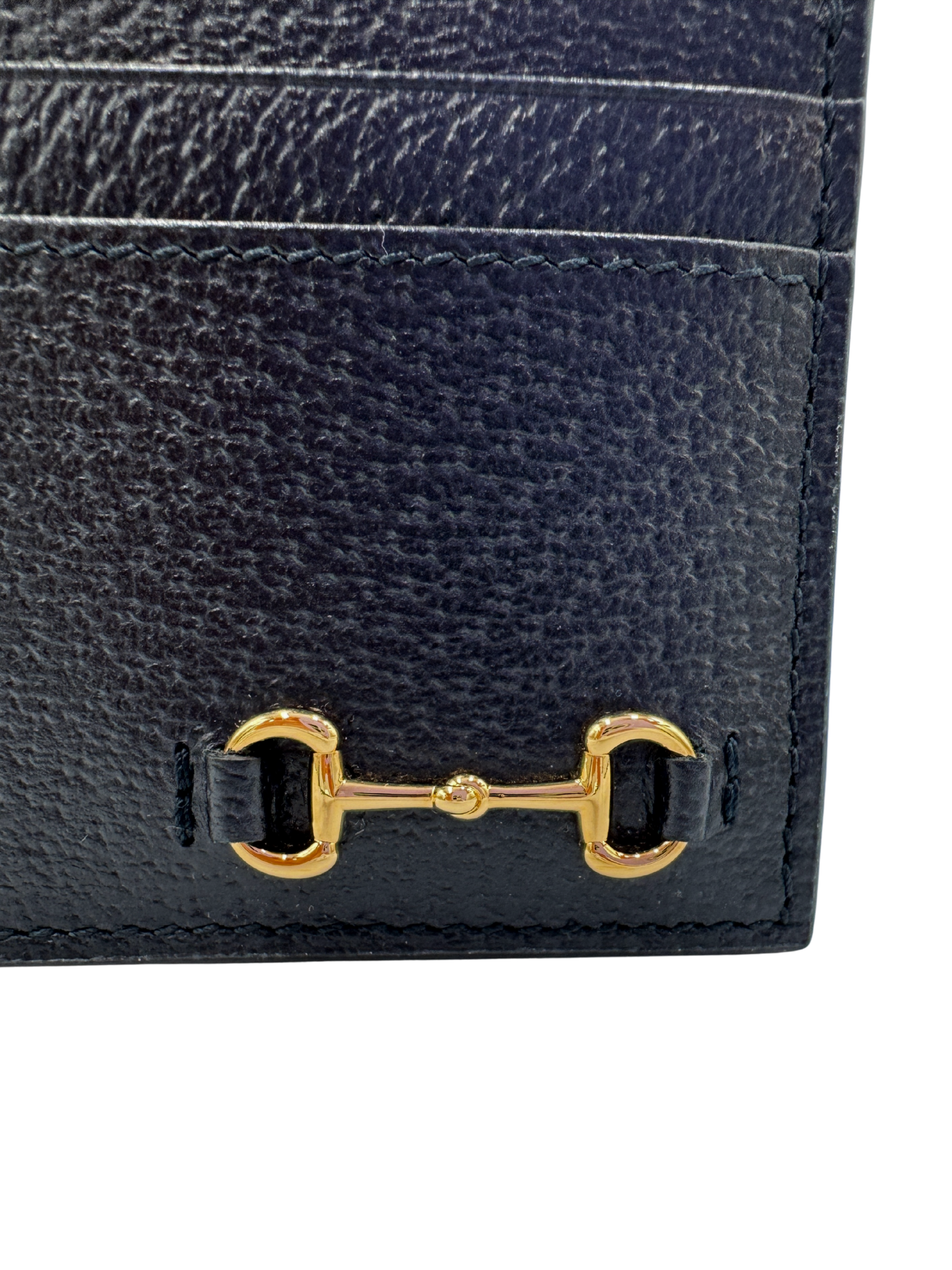 Classic Horsebit Card Holder Wallet in Black Leather