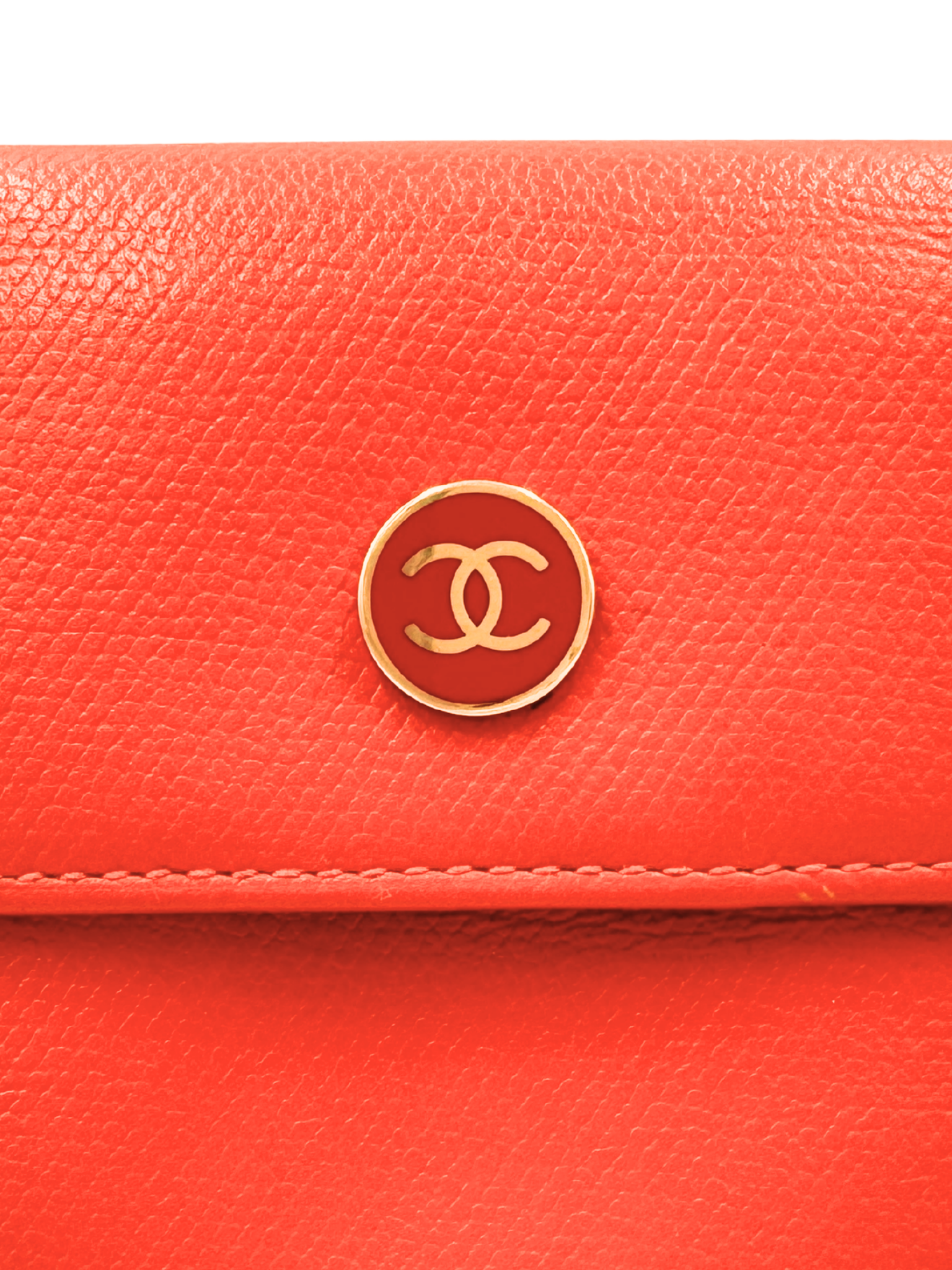 Vintage CC Compact Wallet in Orange Calfskin Leather