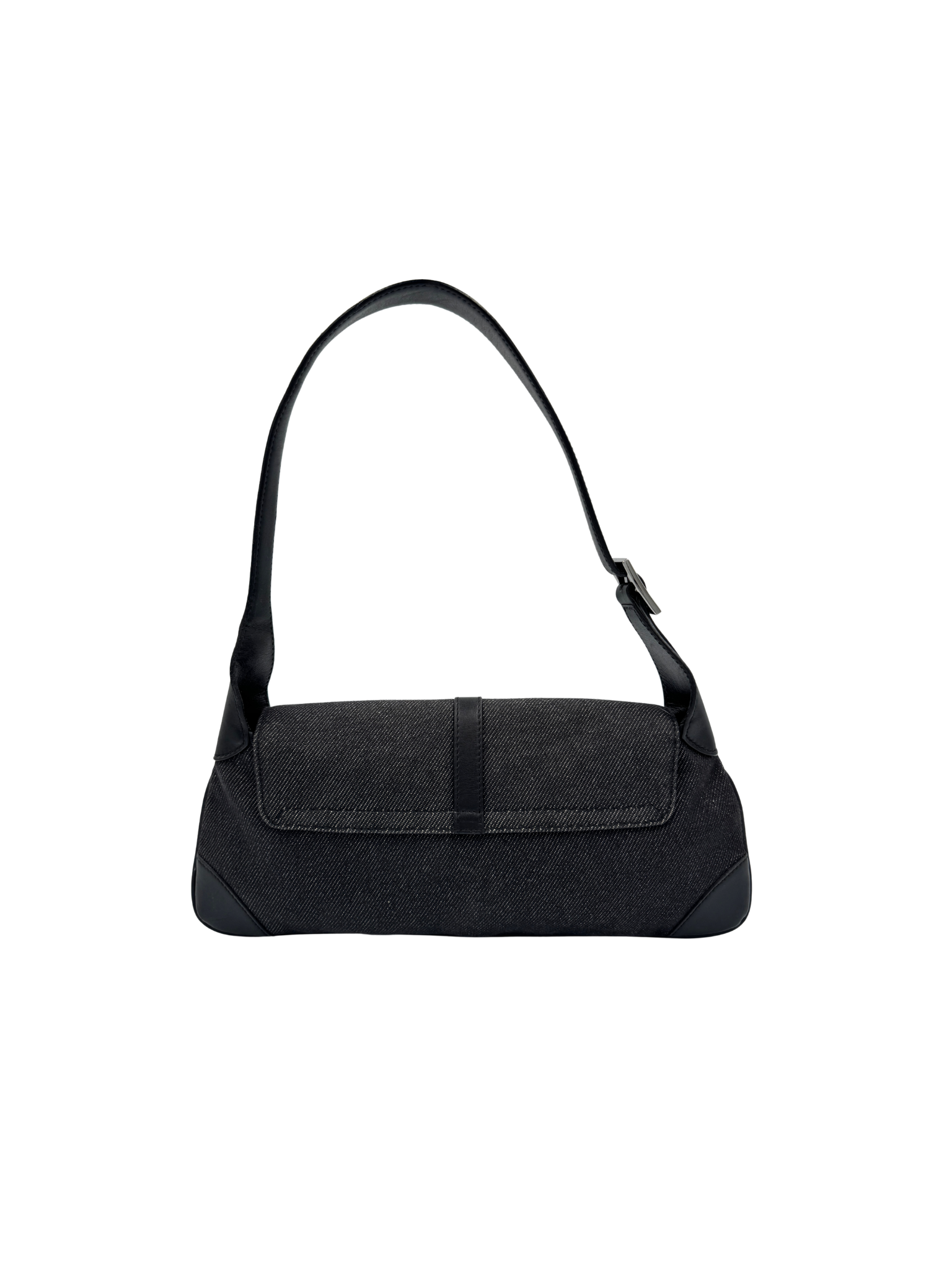 Vintage Tom Ford Era East-West Jackie Shoulder Bag in Black Denim