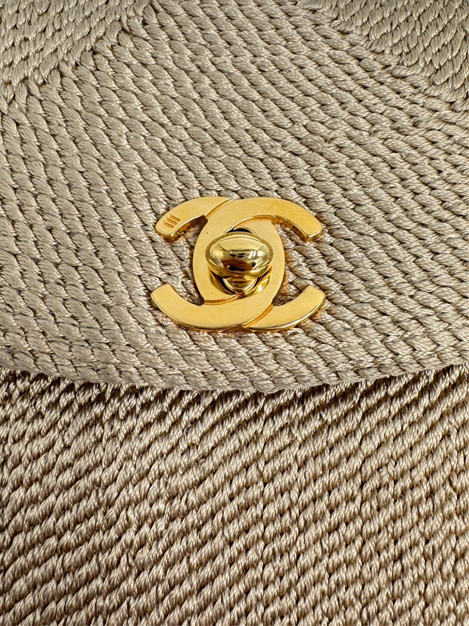 Vintage Woven Single Flap Shoulder Bag with Rope Detail in Gold Satin