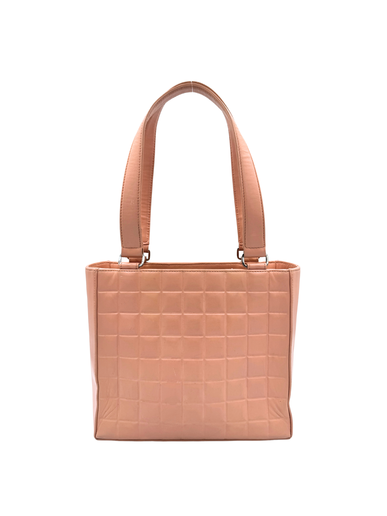 Vintage Chocolate Bar Shopping Tote Bag in Blush Nude Lambskin Leather