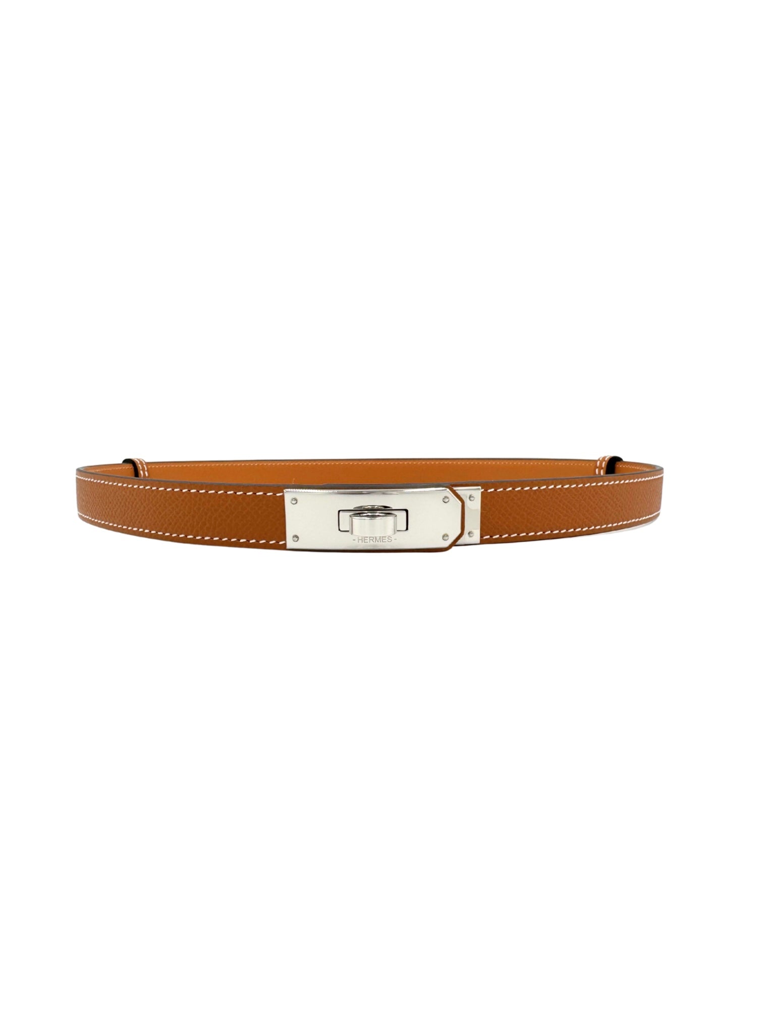 Adjustable Kelly Pocket Belt 18 with Removable Pouch in Gold Epsom Leather with Palladium Hardware