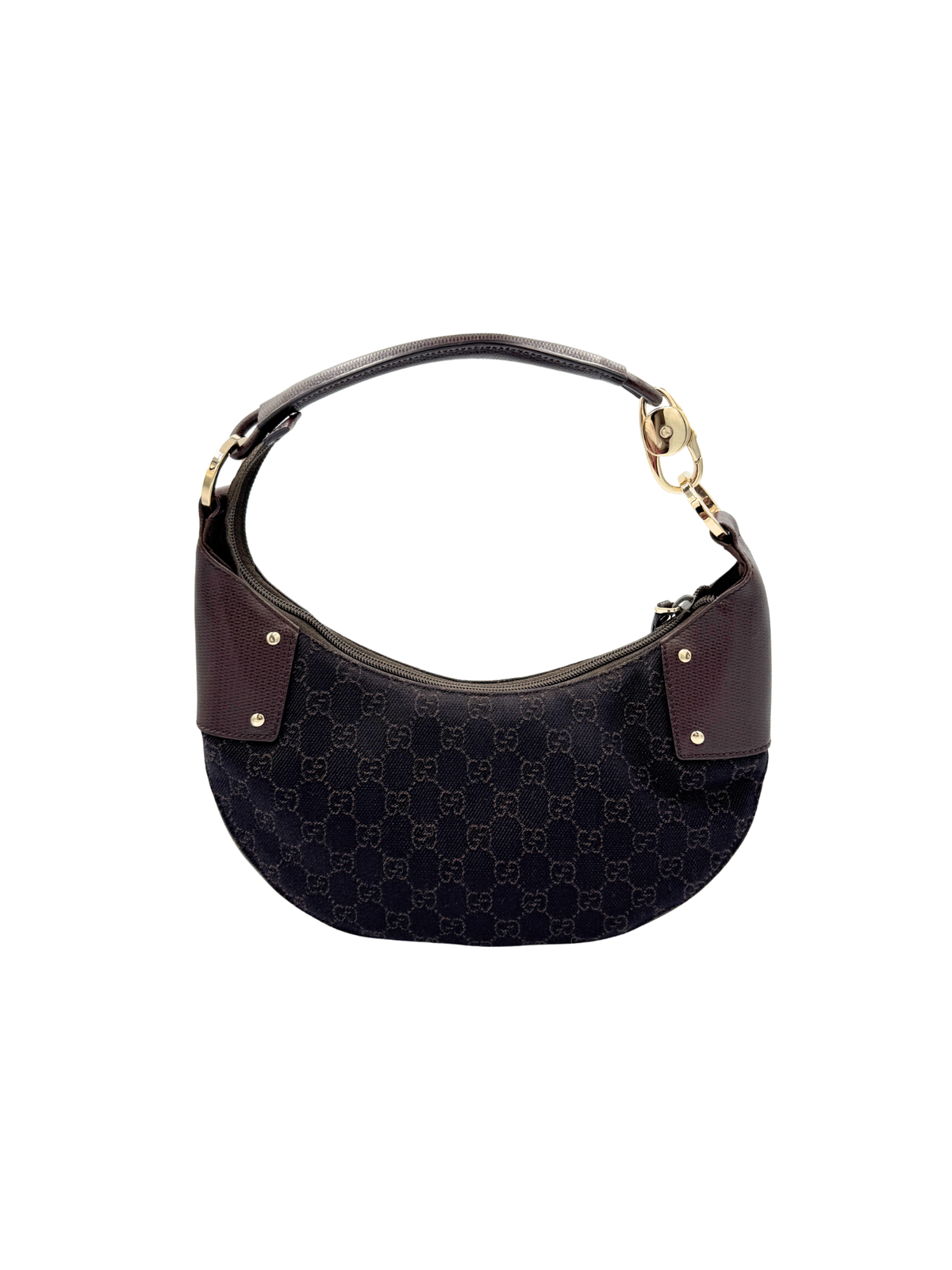 Vintage Tom Ford Era GG Logo Hobo Shoulder Bag in Brown Monogram GG Supreme Canvas