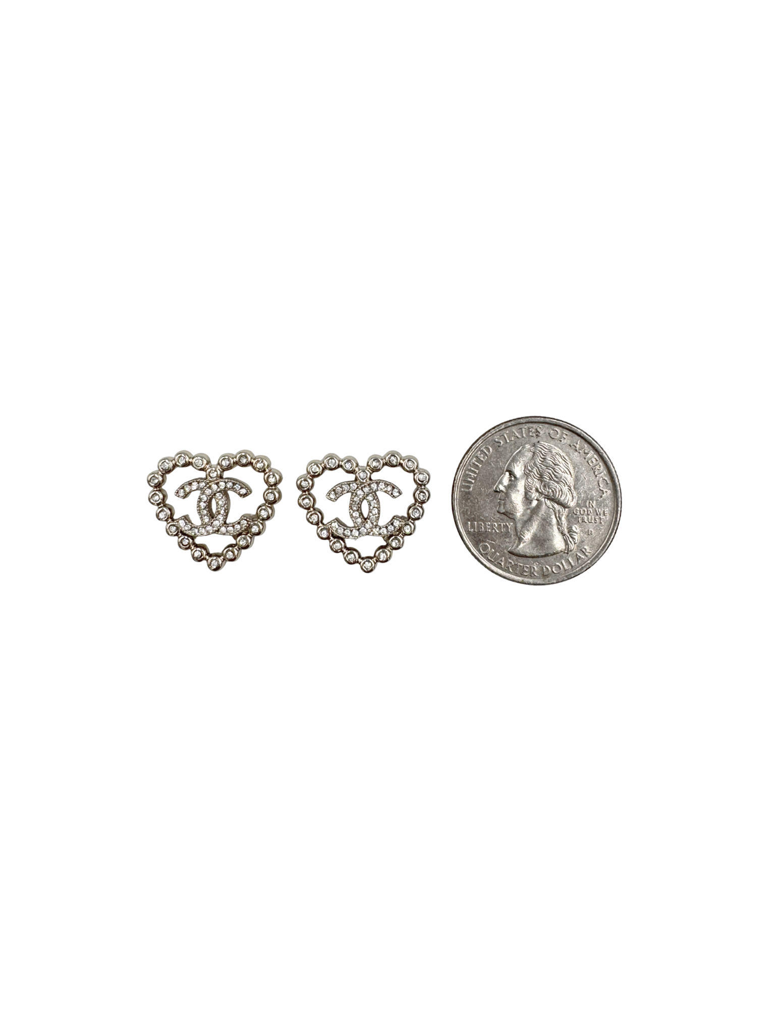 2020 Crystal CC Heart Earrings in Silver Hardware