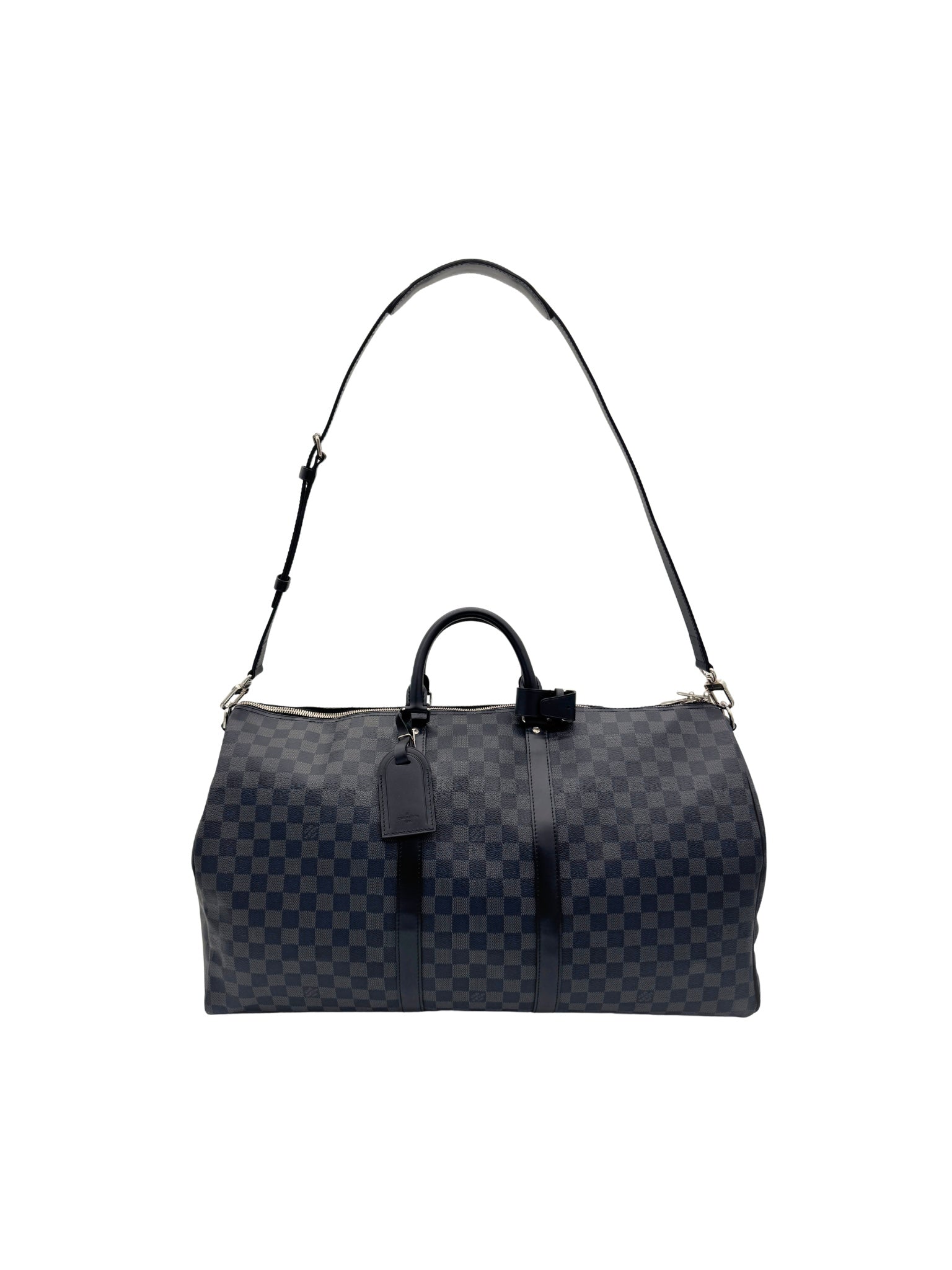 Louis Vuitton Keepall 55 Bandouliere Weekender Duffel Bag in Damier Graphite Coated Canvas