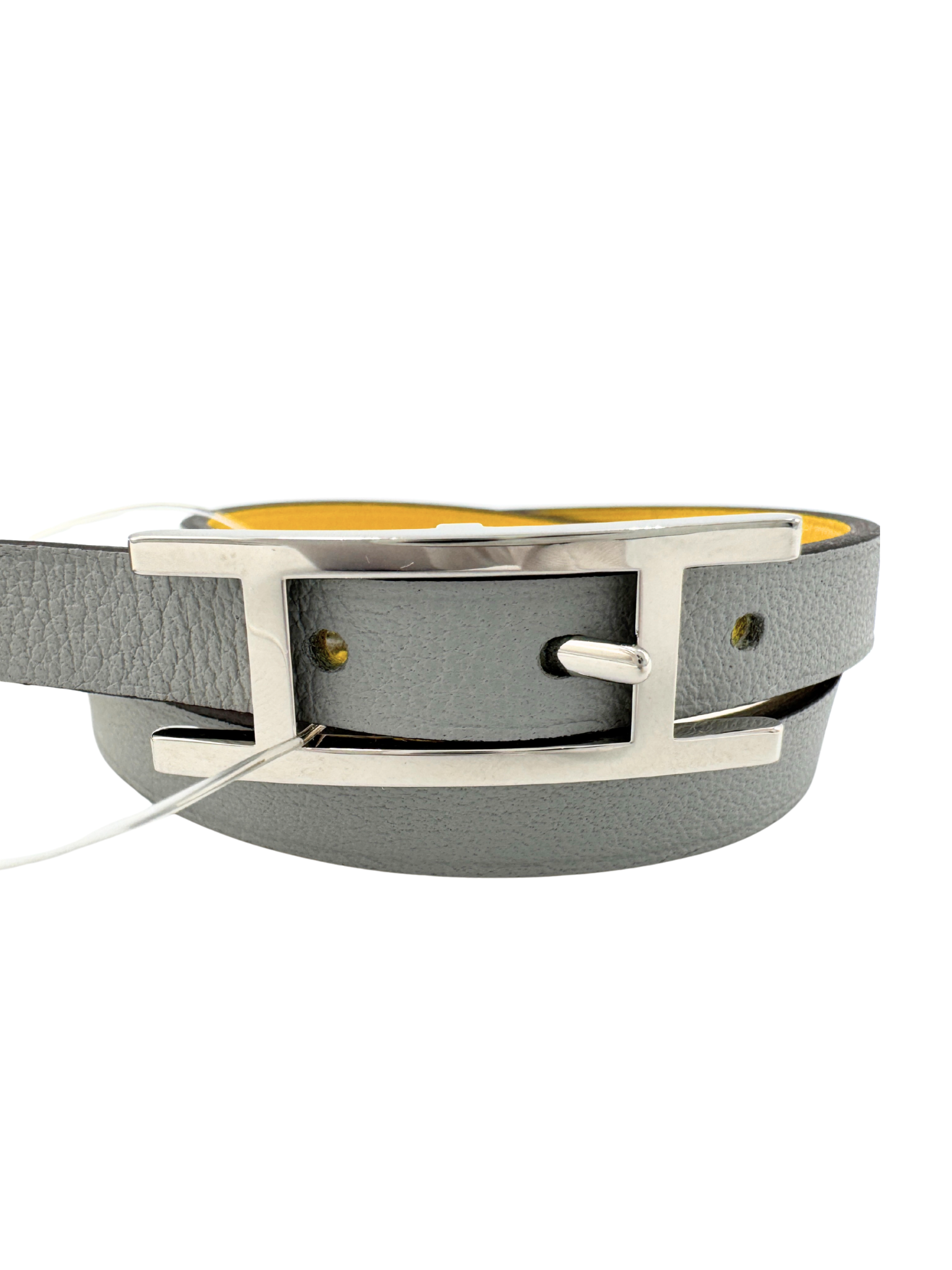 Size T1 Behapi Double Tour Reversible Bracelet in Bleu Glacier/Jaune De Naples Swift Leather
