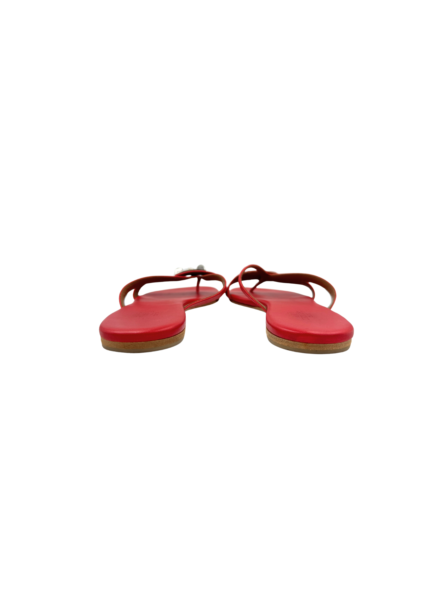 Size 37 Corfou Rivale Flat Thong Sandals in Red Leather