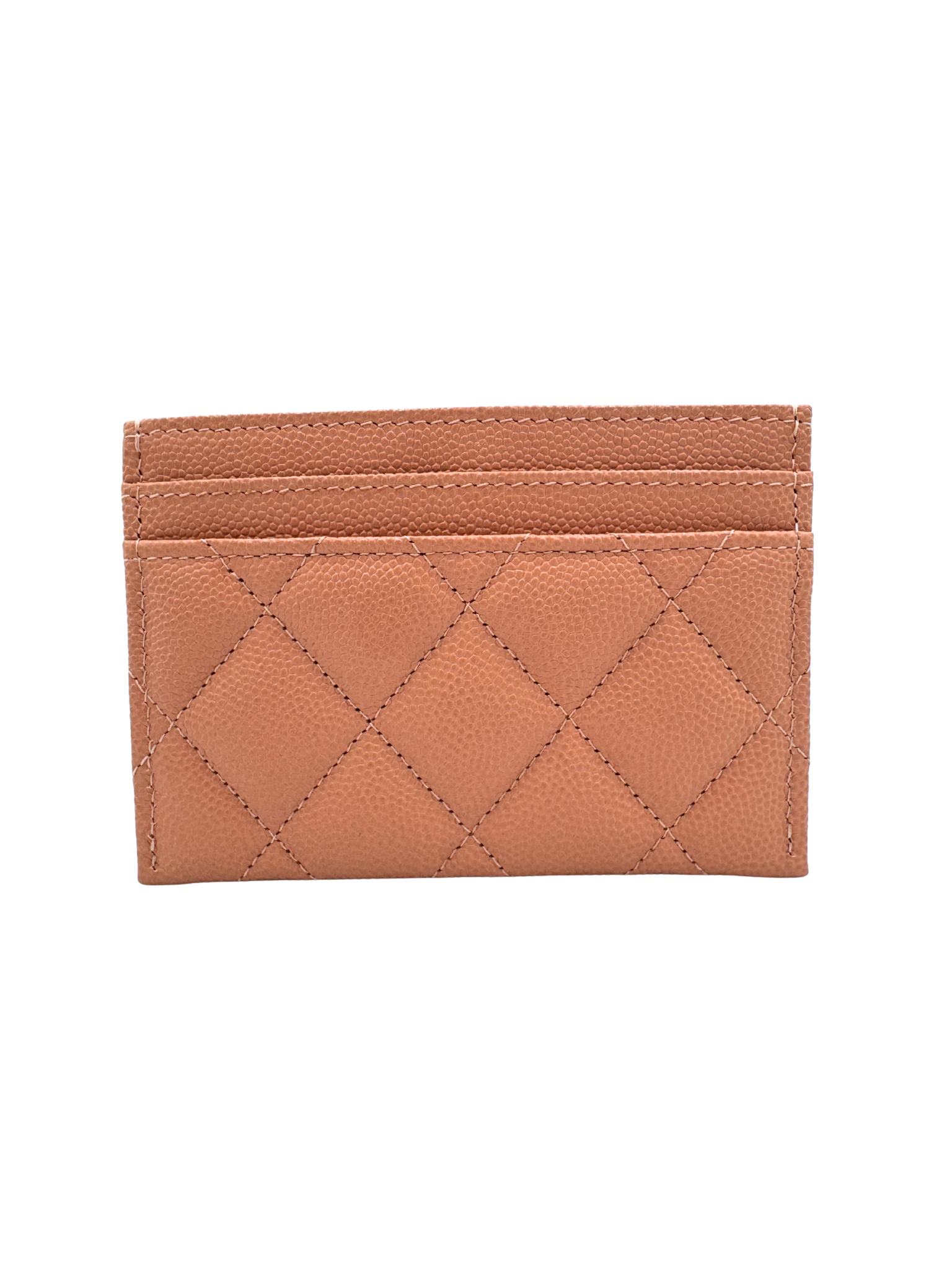Quilted Classic CC Card Holder Wallet in Blush Nude Caviar Leather