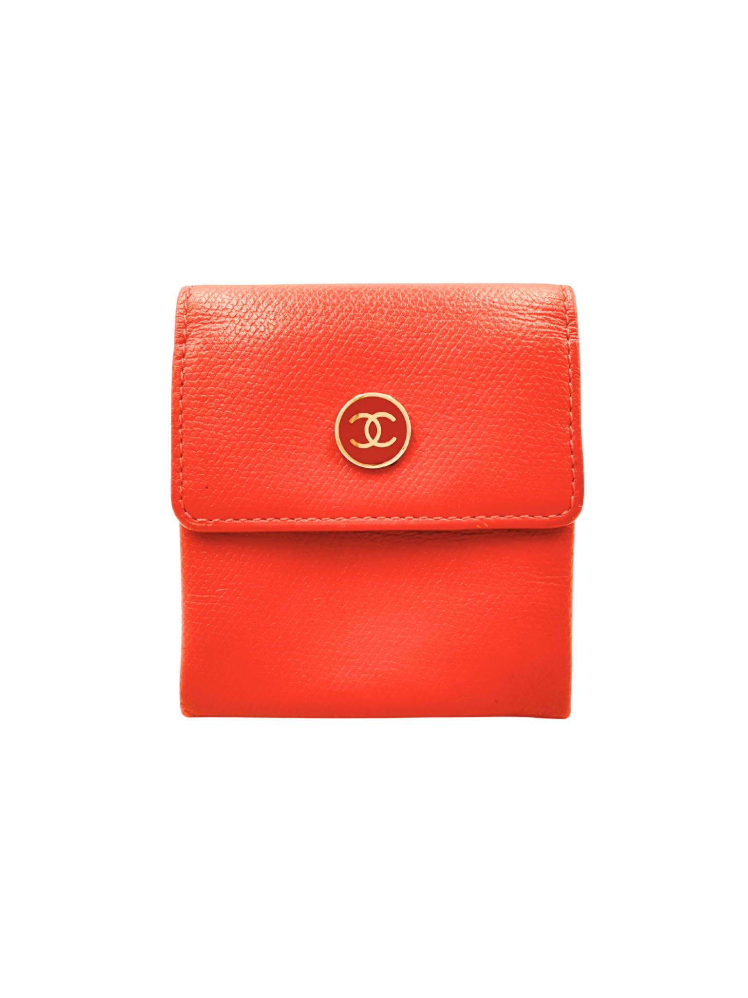 Vintage CC Compact Wallet in Orange Calfskin Leather