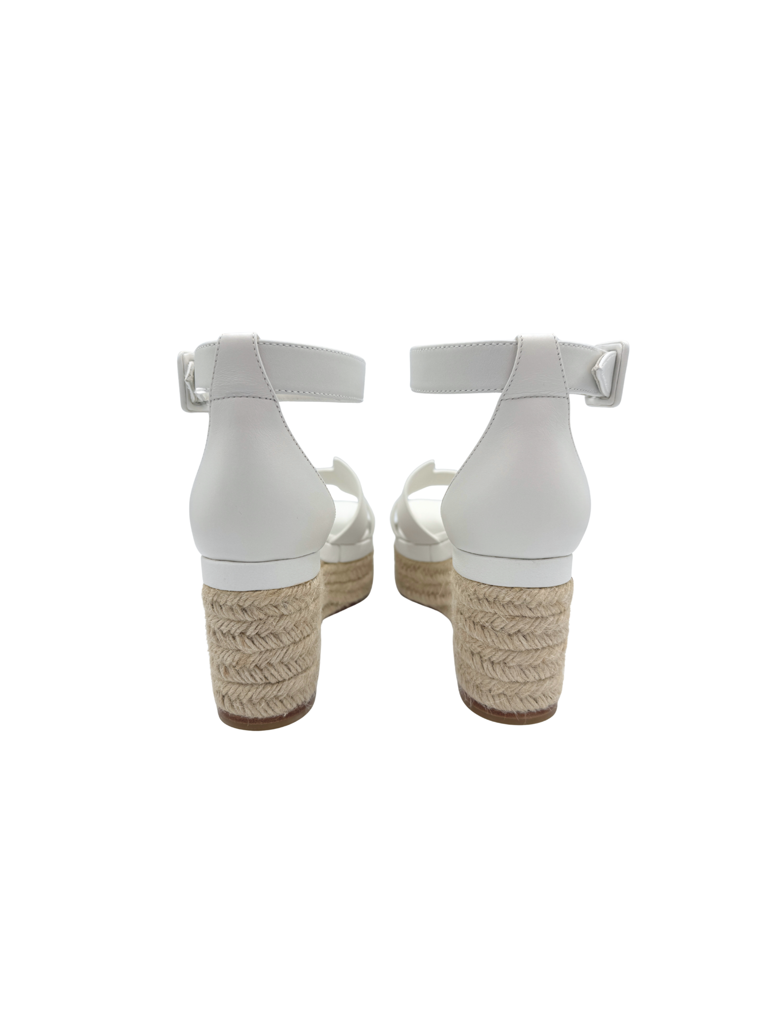 Size 40 Elda Espadrille Platform Wedge Sandals in Blanc / White Calfskin Leather