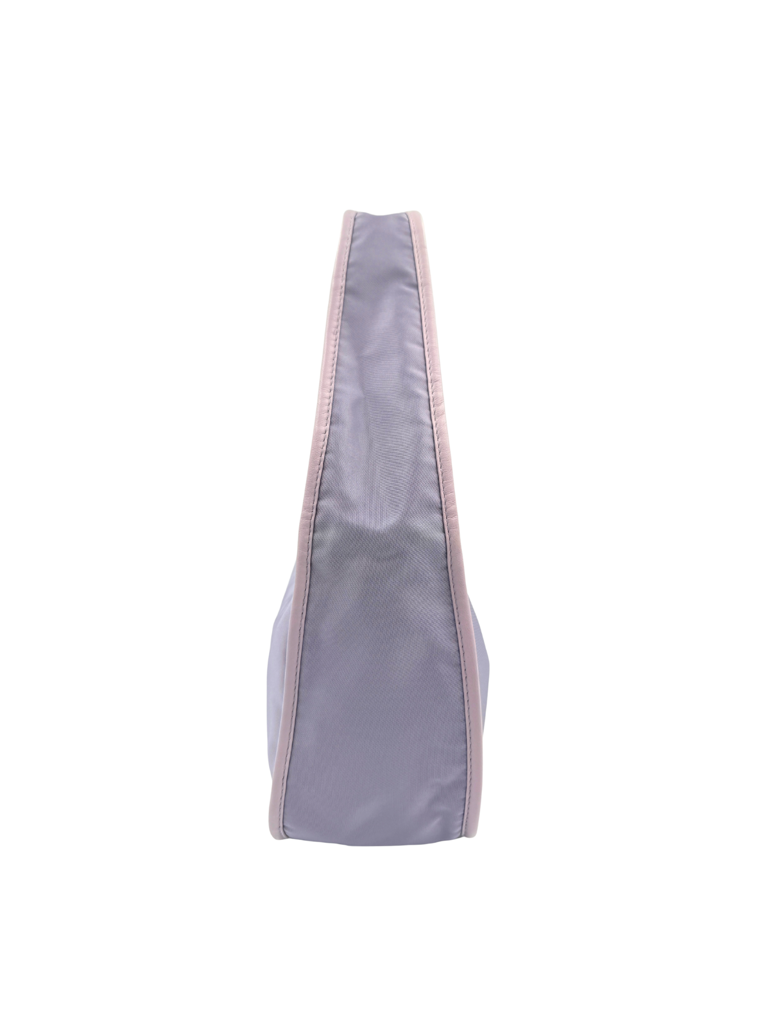 Classic Triangle Logo Plate Shoulder Bag in Lilac Nylon with Leather Trim