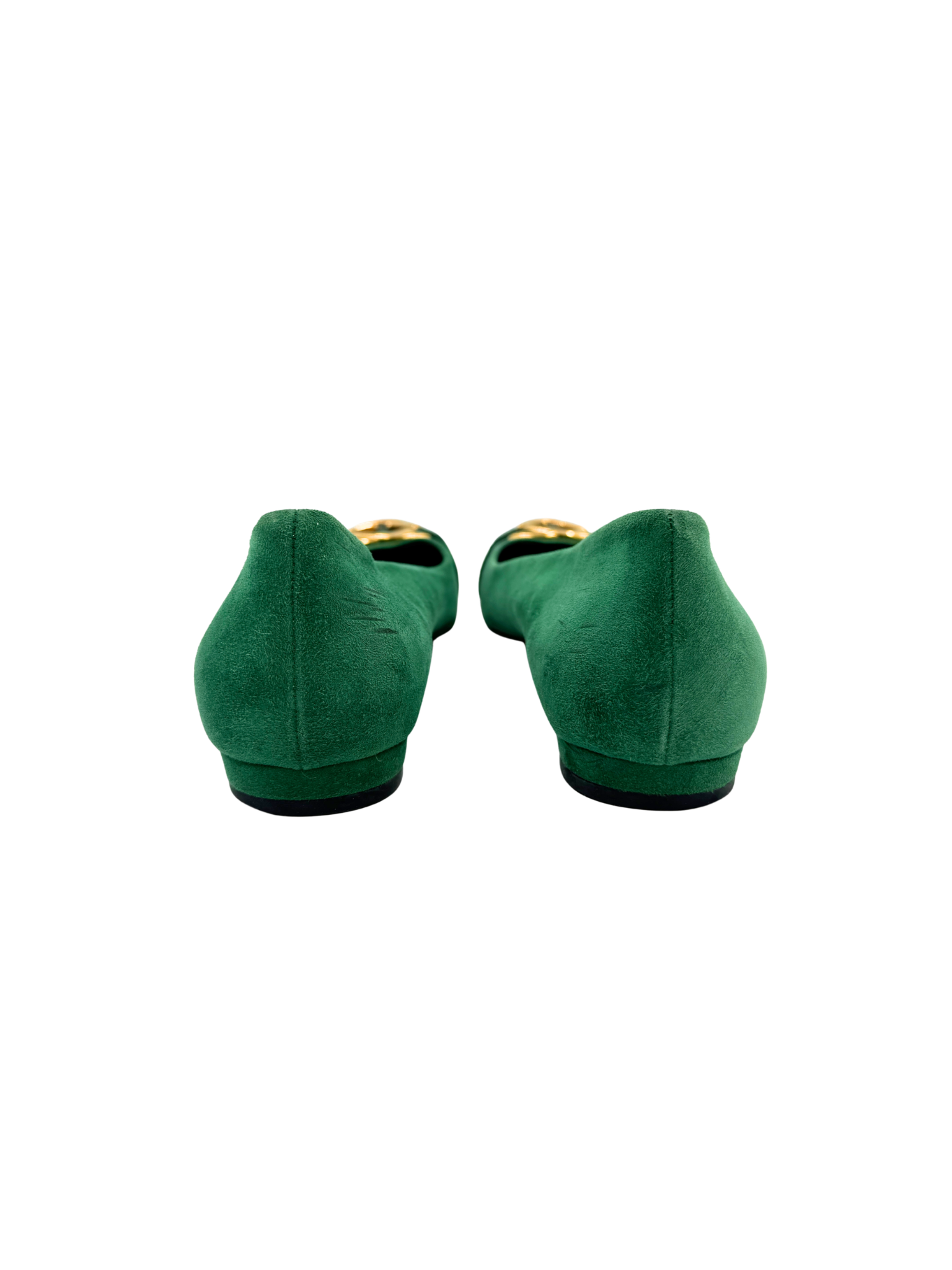 Size 41 GG Logo Ballet Flats in Green Suede
