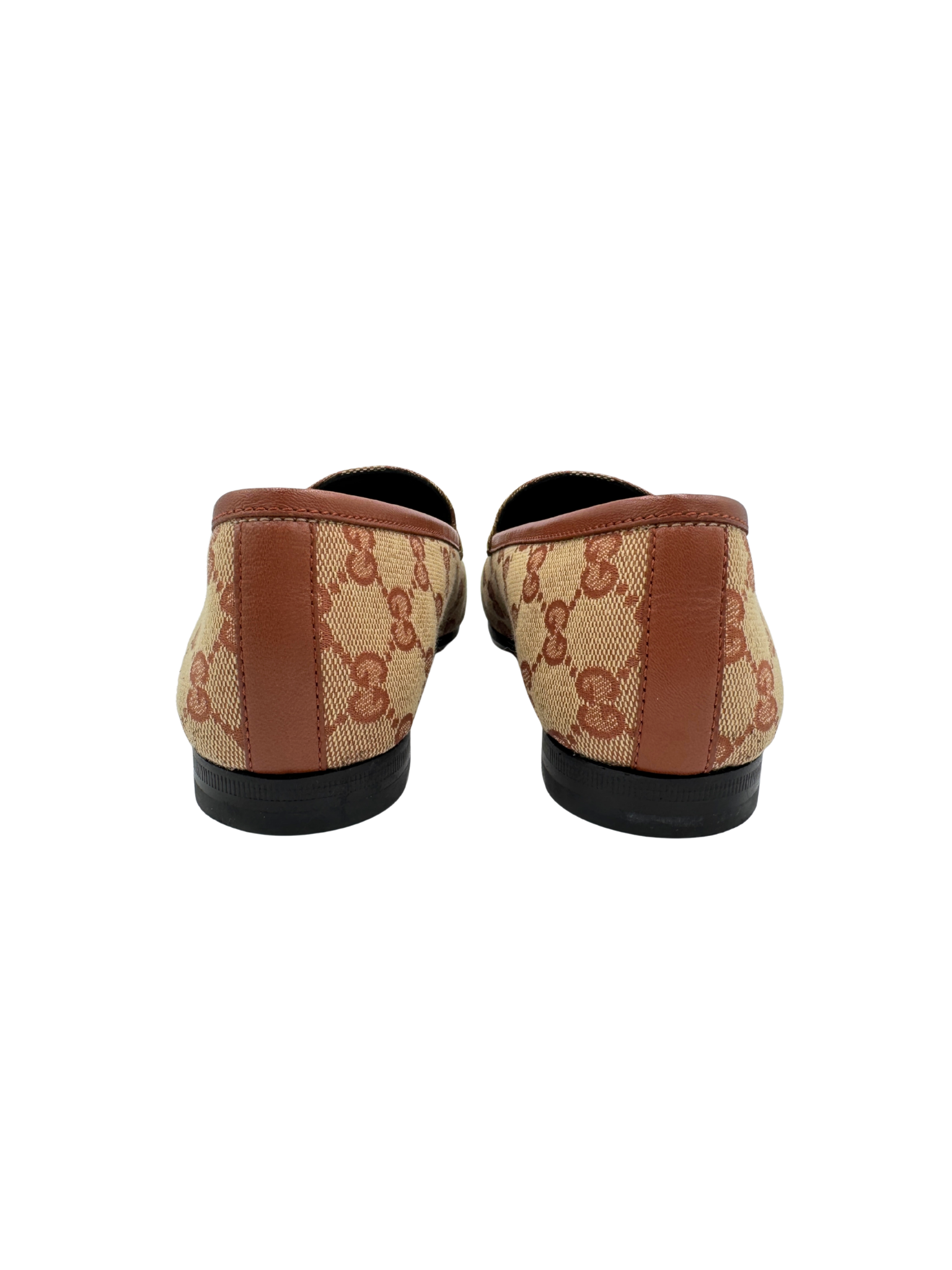 Size 37.5 Jordaan GG Supreme Horsebit Loafers in Beige & Brick Red Ruggine Rust Monogram Canvas