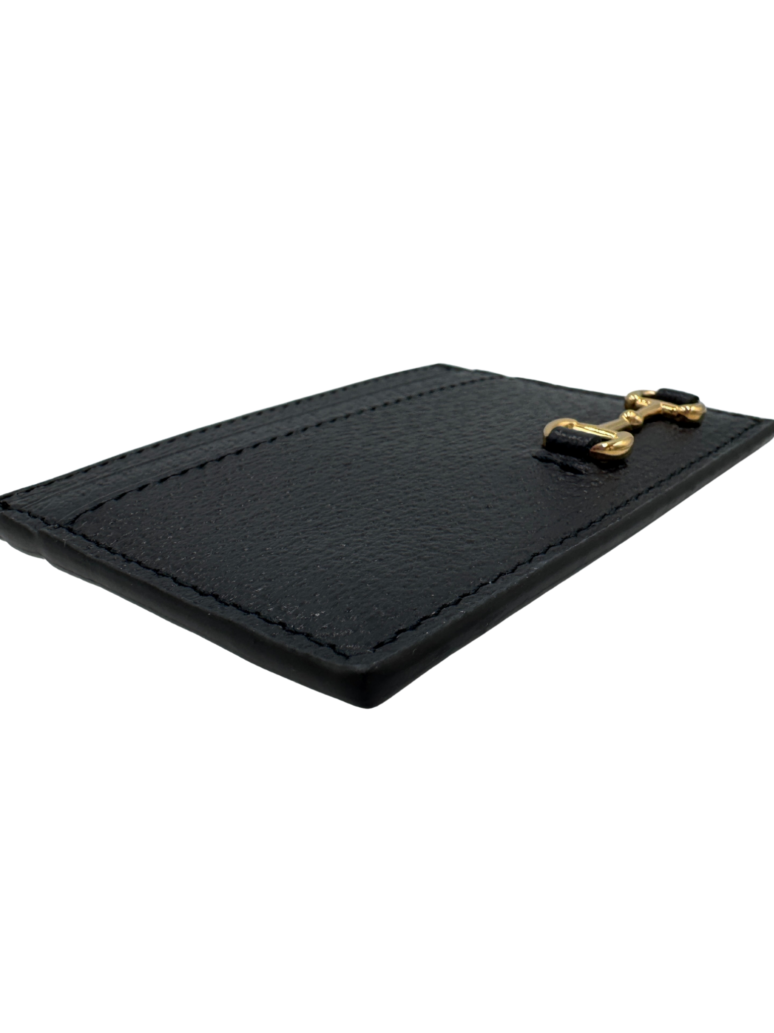 Classic Horsebit Card Holder Wallet in Black Leather