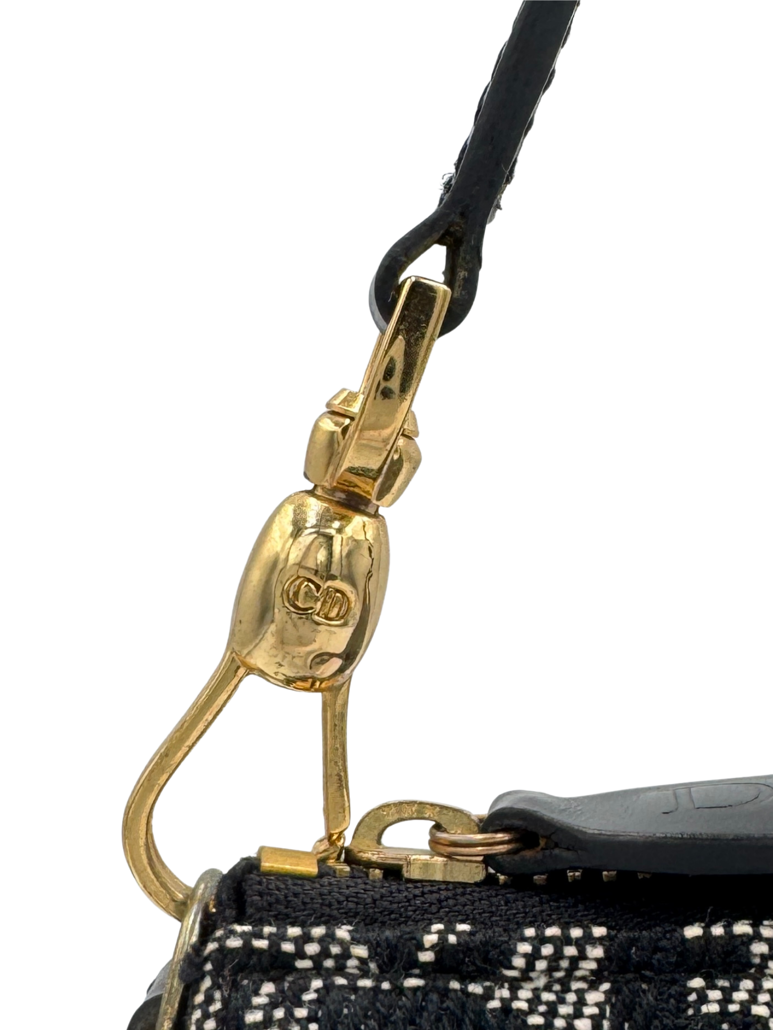 Vintage Mini Saddle Shoulder Bag Pochette in Black Monogram Oblique Diorissimo Canvas