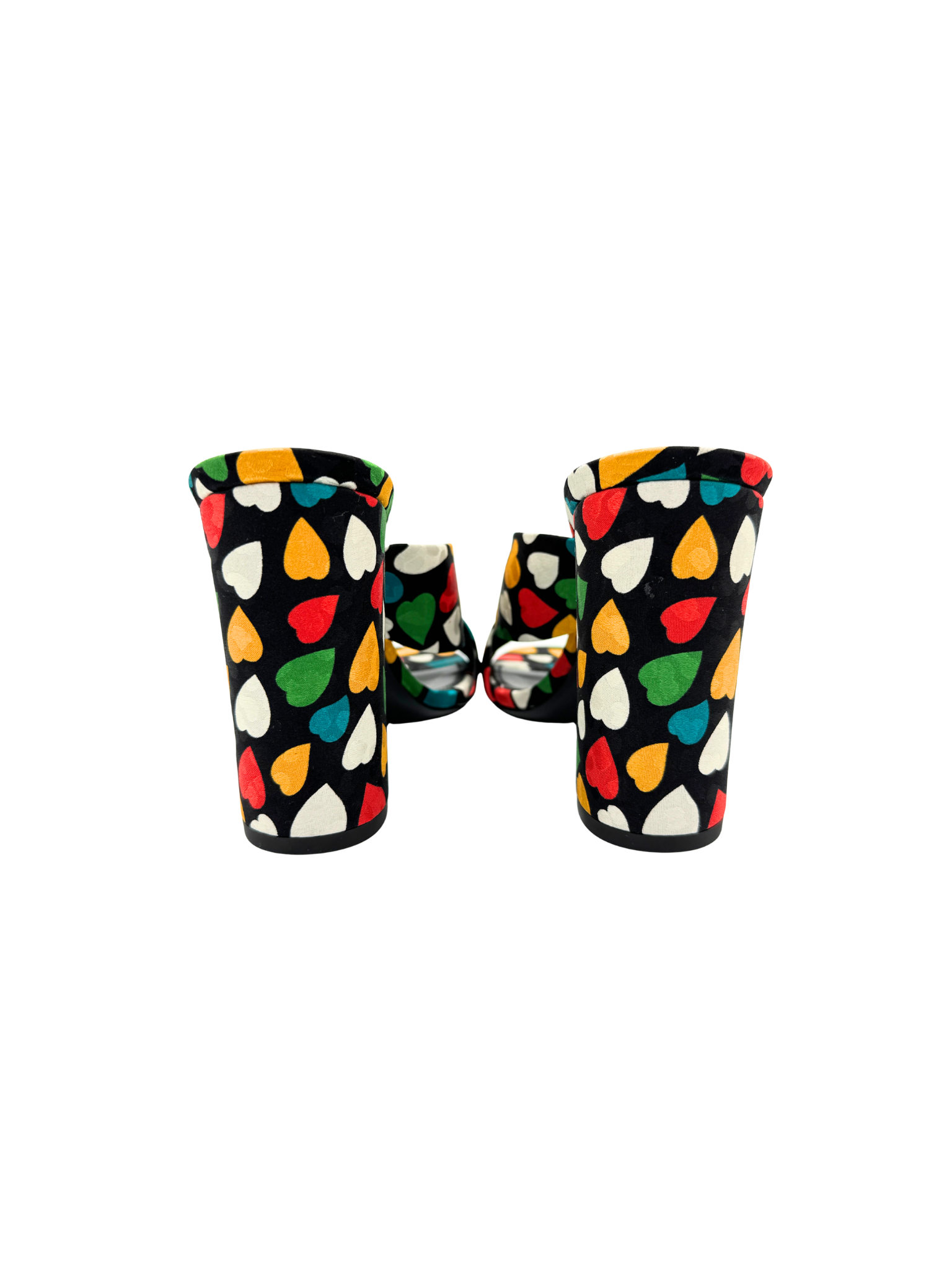 Size 36 Sweetheart Bianca Knot Mule Sandals in Black Multicolor Satin