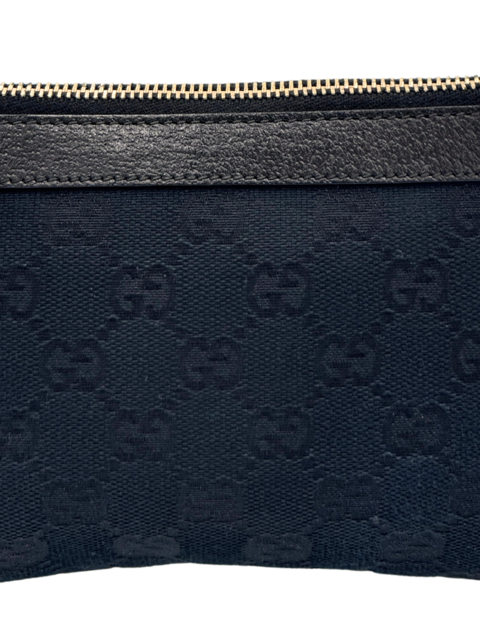 Pochette Shoulder Bag with Crystal Bee Charm in Black Monogram GG Logo Canvas