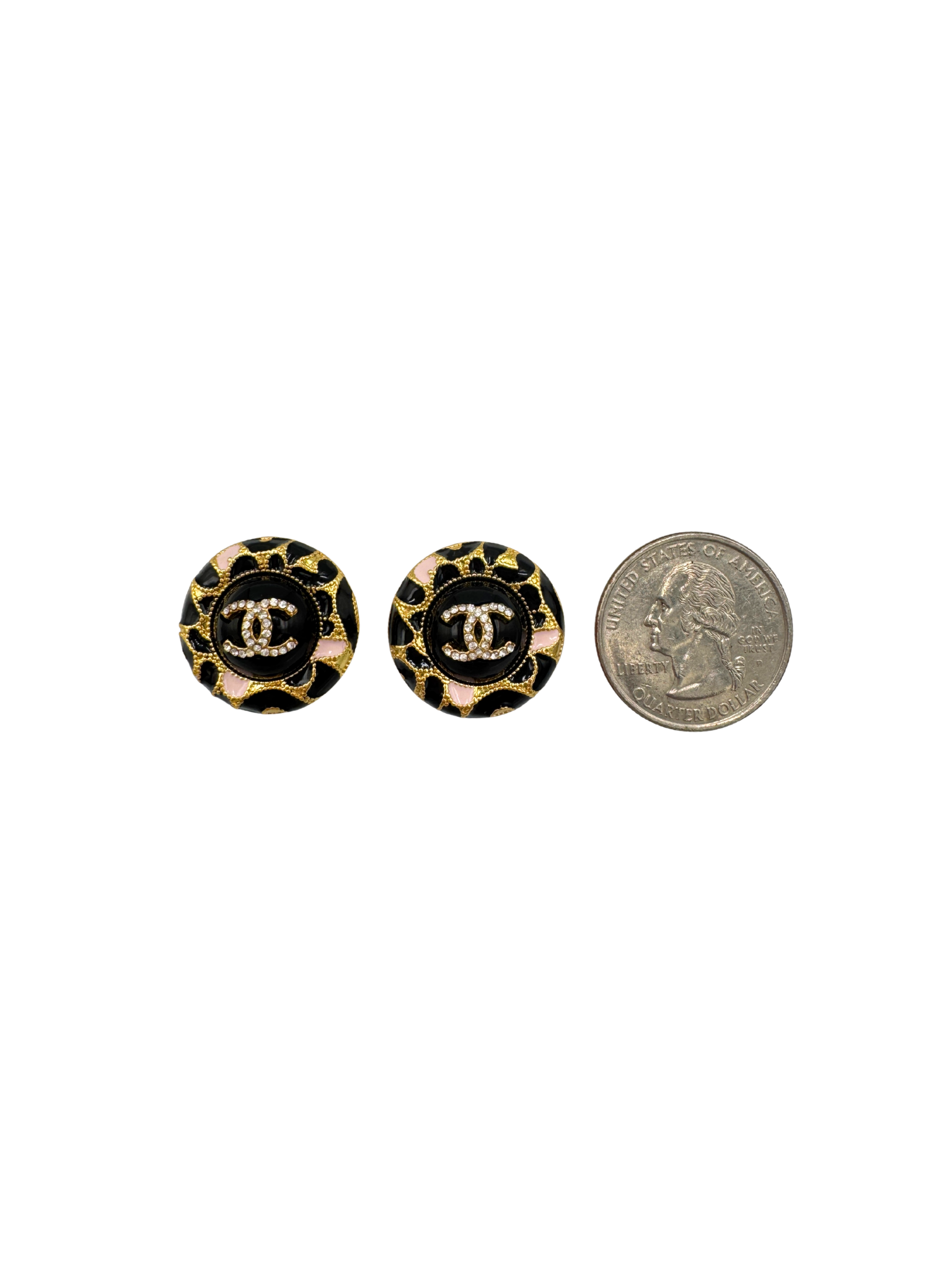 2023 Leopard Print CC Crystal Button Earrings in Gold Hardware