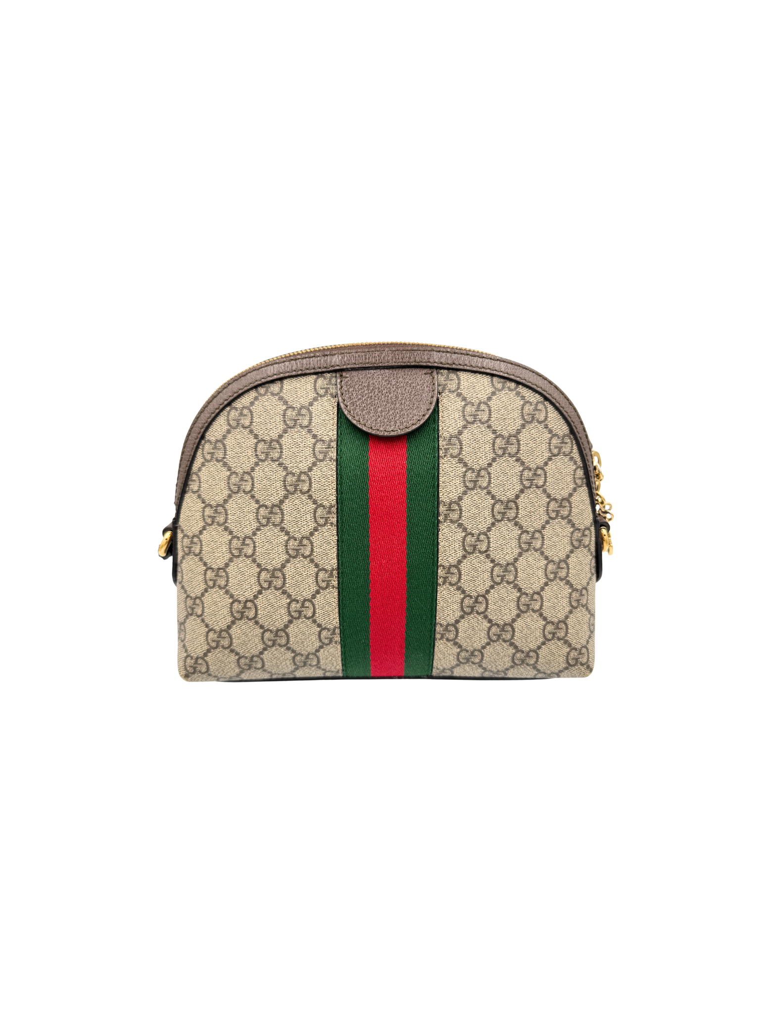GG Small Ophidia Dome Crossbody Shoulder Bag in Brown and Tan Monogram Supreme Coated Canvas