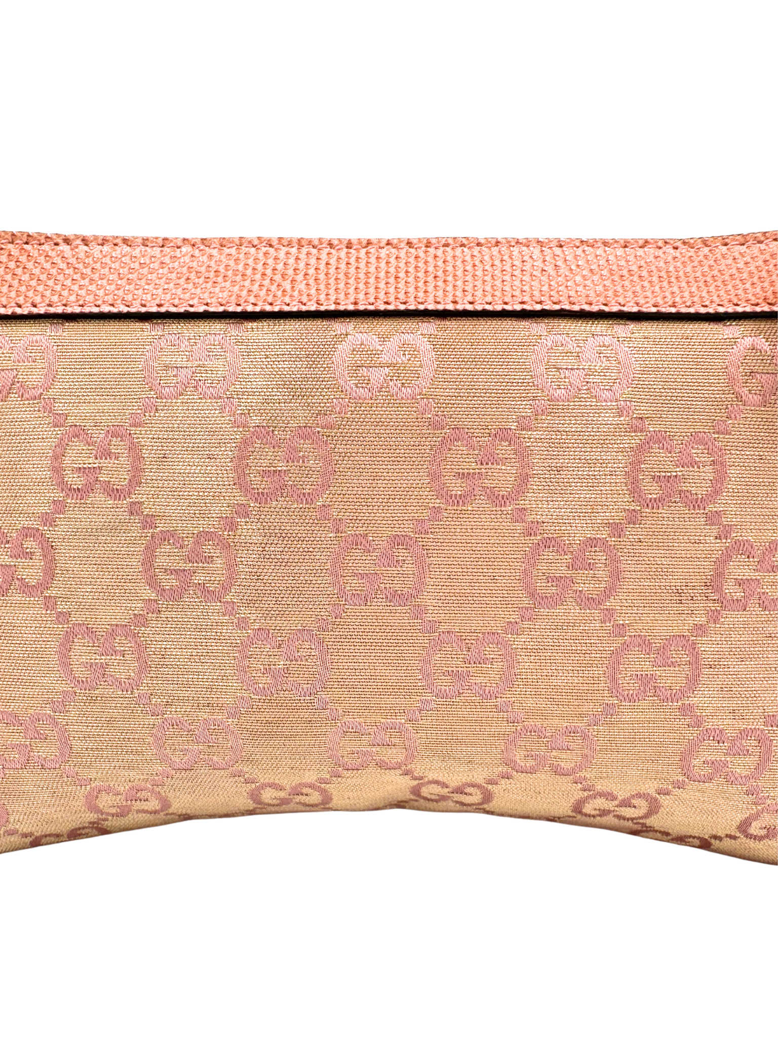 Iridescent GG Monogram Shoulder Bag Pochette with Bumble Bee Charm in Pink Canvas with Lizard Embossed Trim