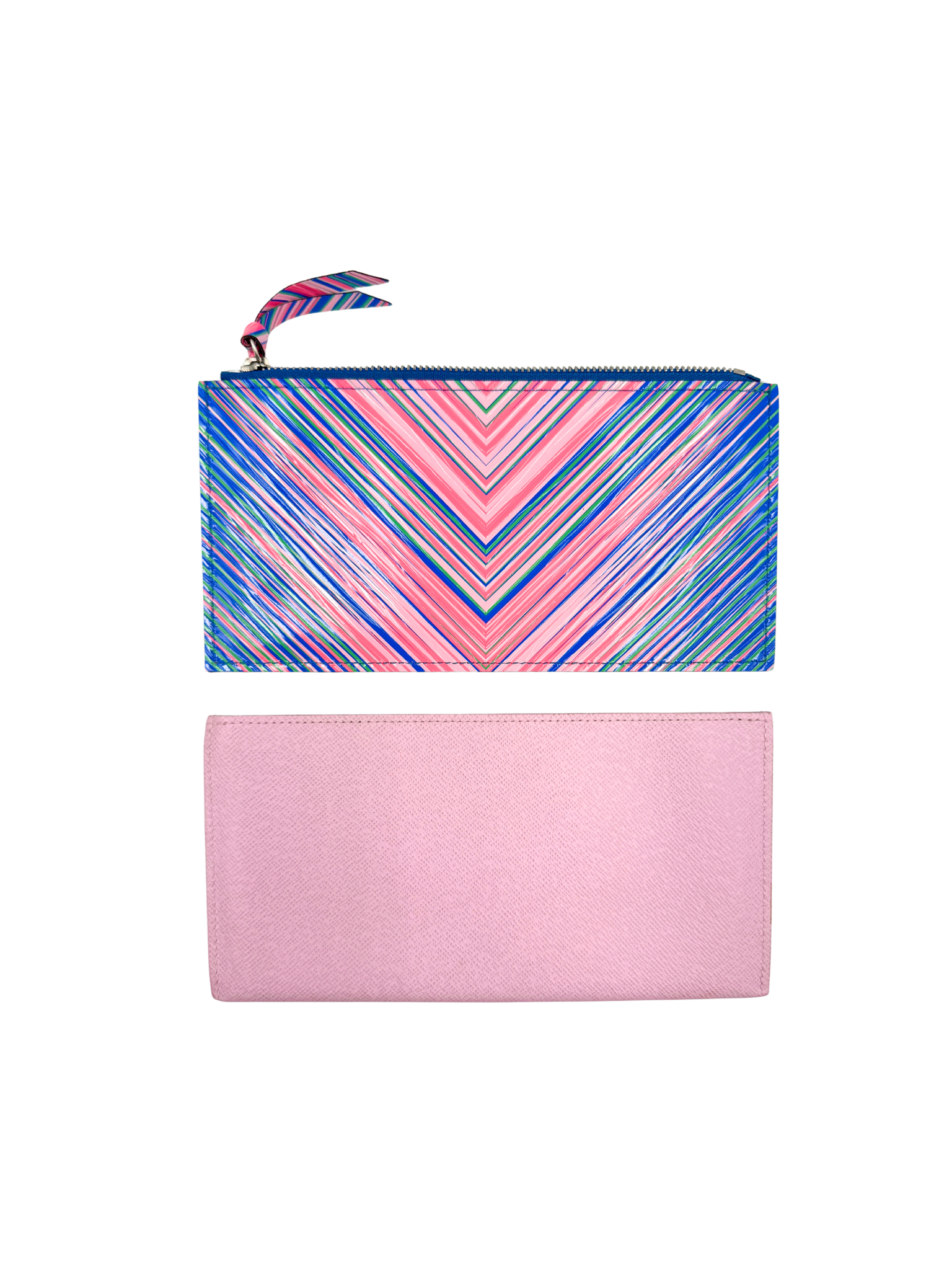 Tropical Felicie Shoulder Bag Pochette with 2 Removable Card Holder Wallet Inserts in Blue/Pink Multicolor Epi Leather (Copy)