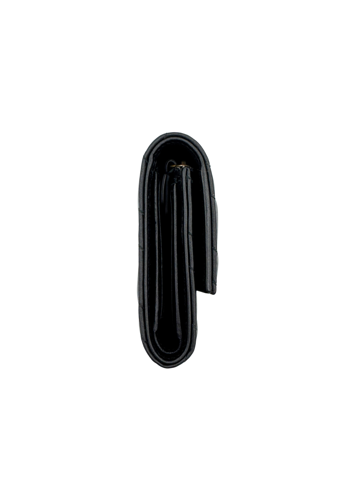 GG Marmont Tri-Fold Compact Wallet in Black Leather