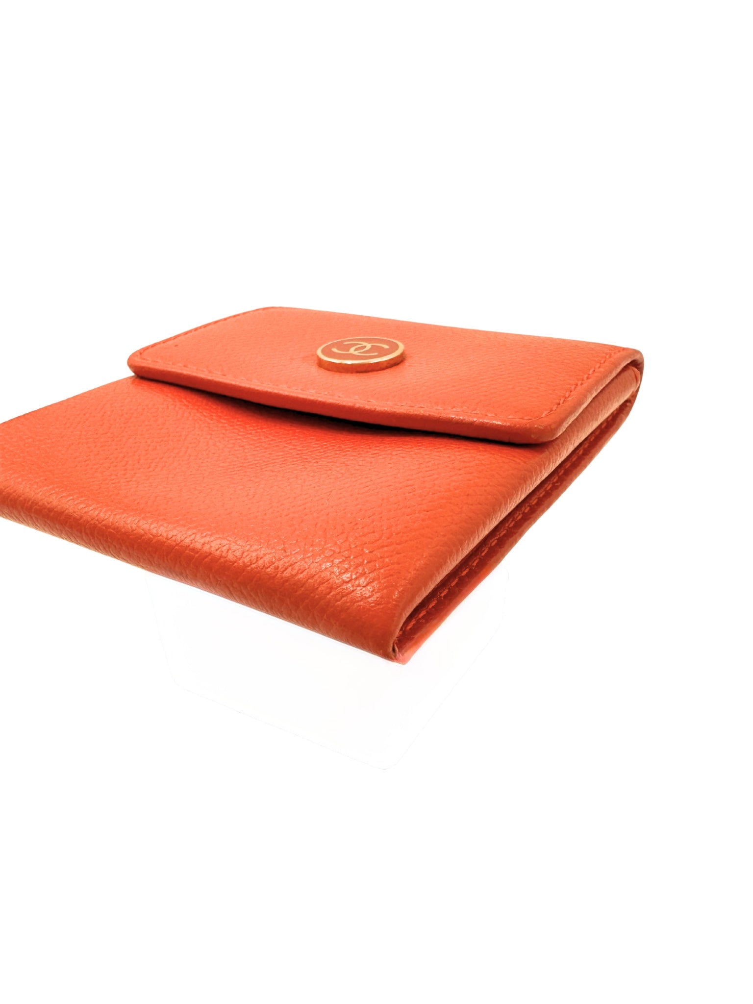 Vintage CC Compact Wallet in Orange Calfskin Leather