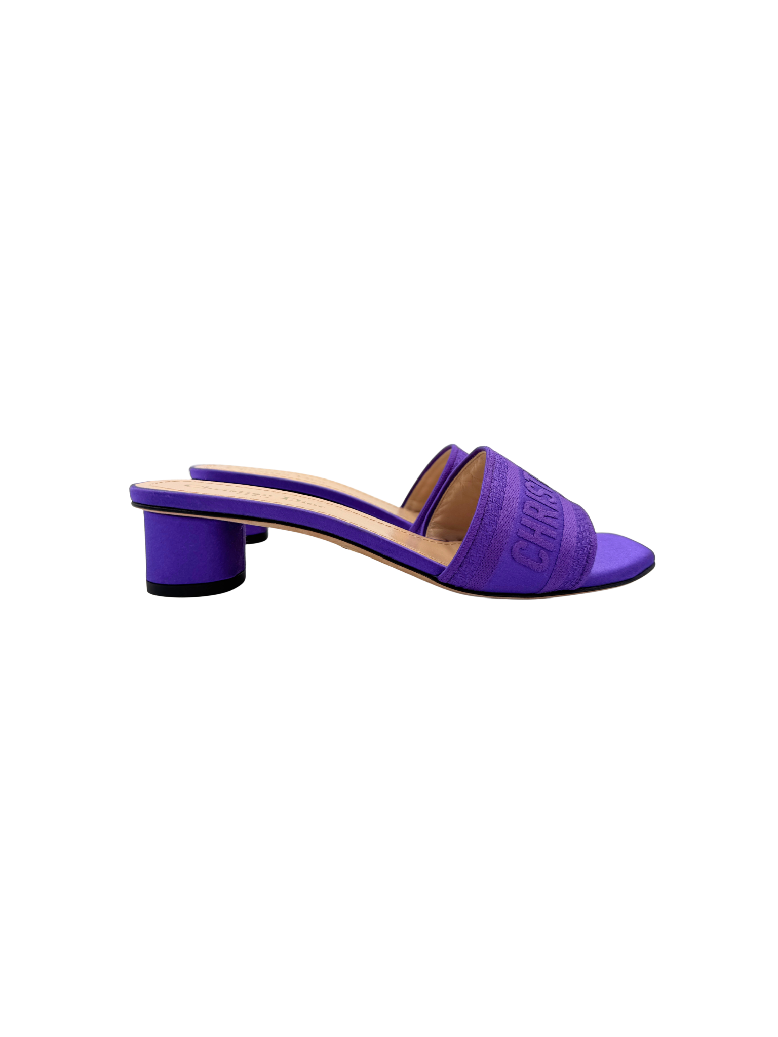 Size 38 Dway Logo Mule Sandals in Purple Satin