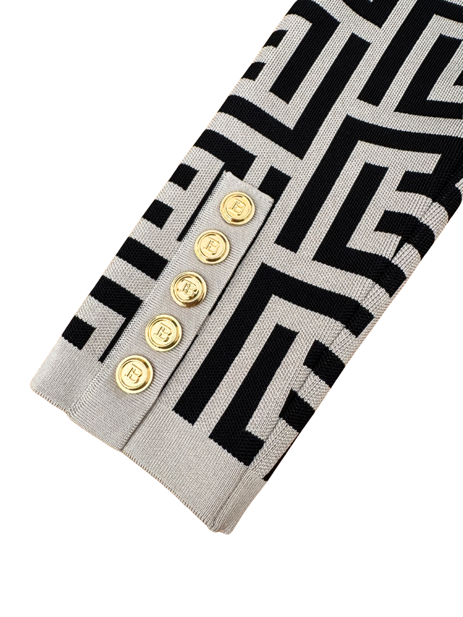 Size XL / FR 42 Zip-Up Monogram Jacket in Black and Taupe Stretch Logo Knit