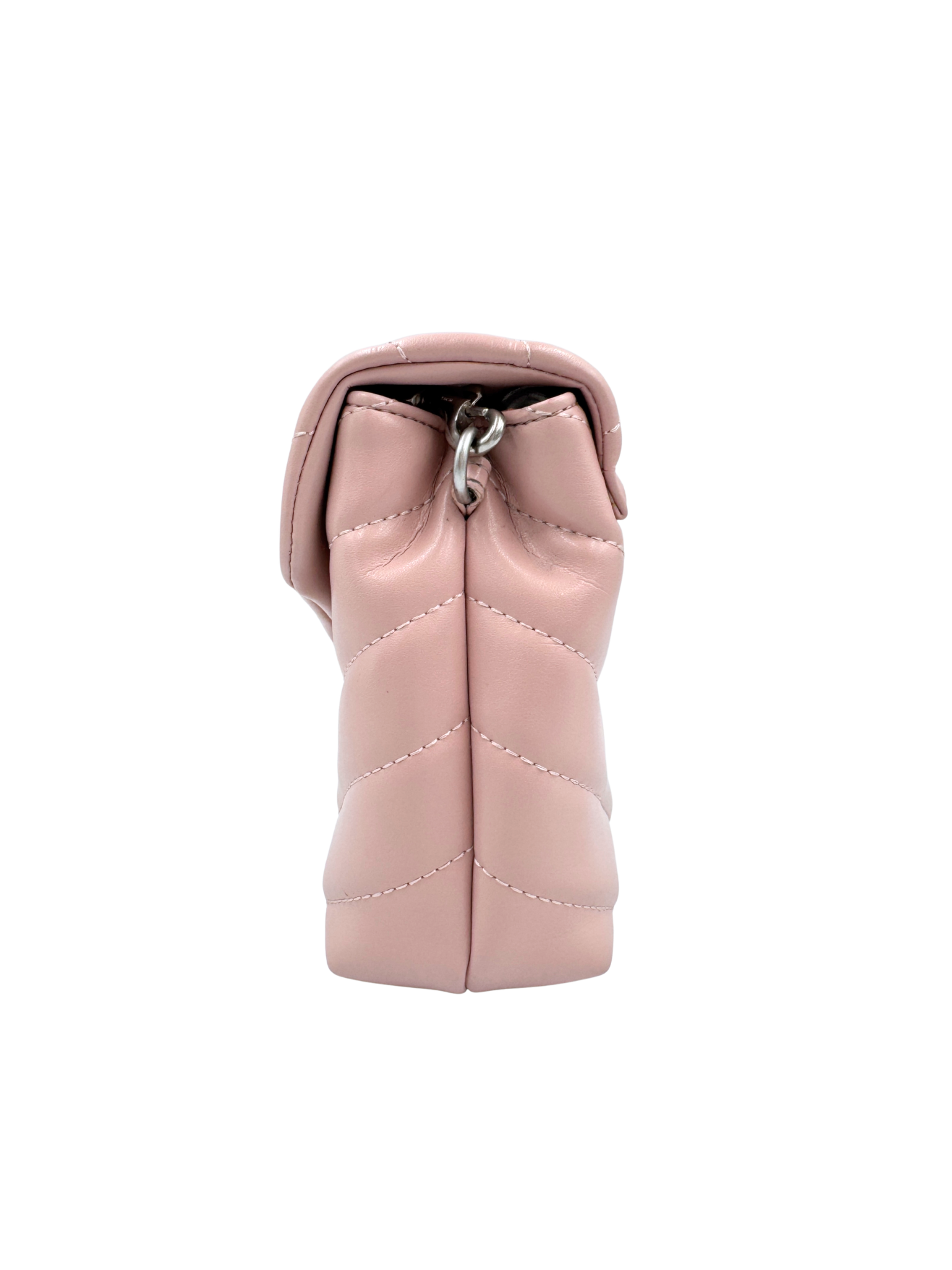 YSL Logo Small Loulou Quilted Shoulder Bag in Blush Nude Leather