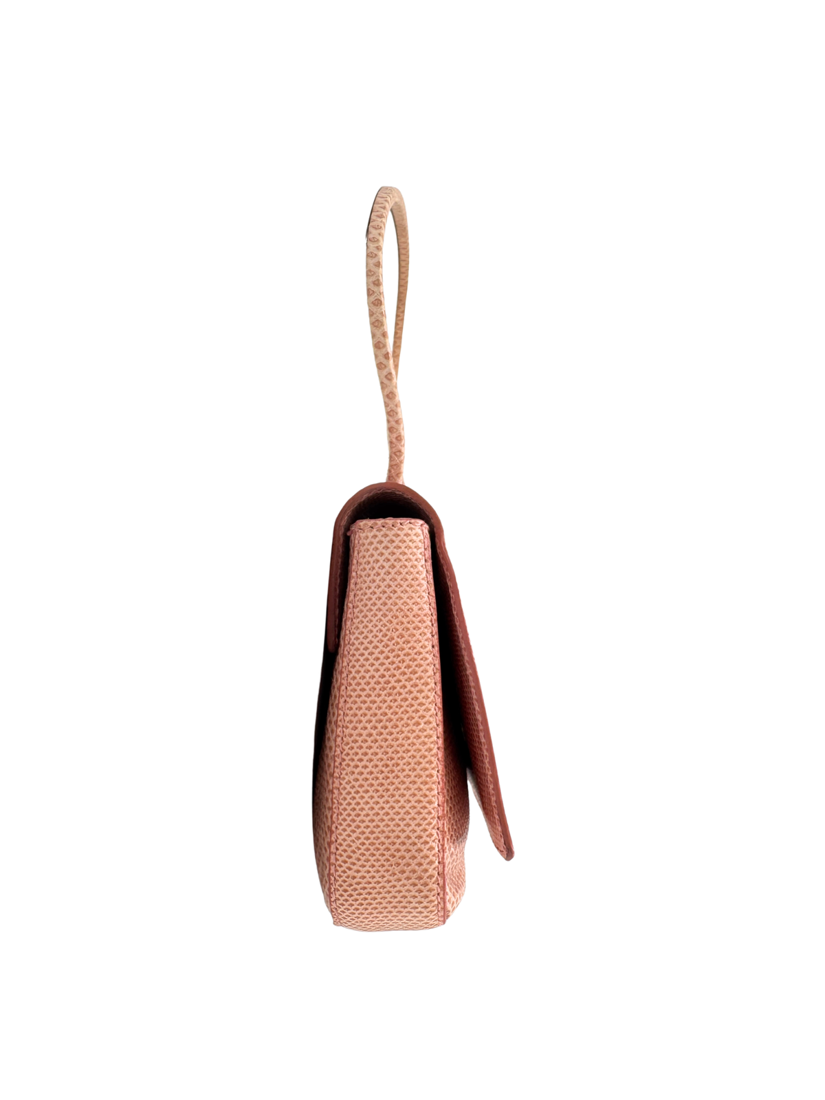 Vintage Tom Ford Era Lizard Metal Bar Shoulder Bag in Blush Pink Lizard