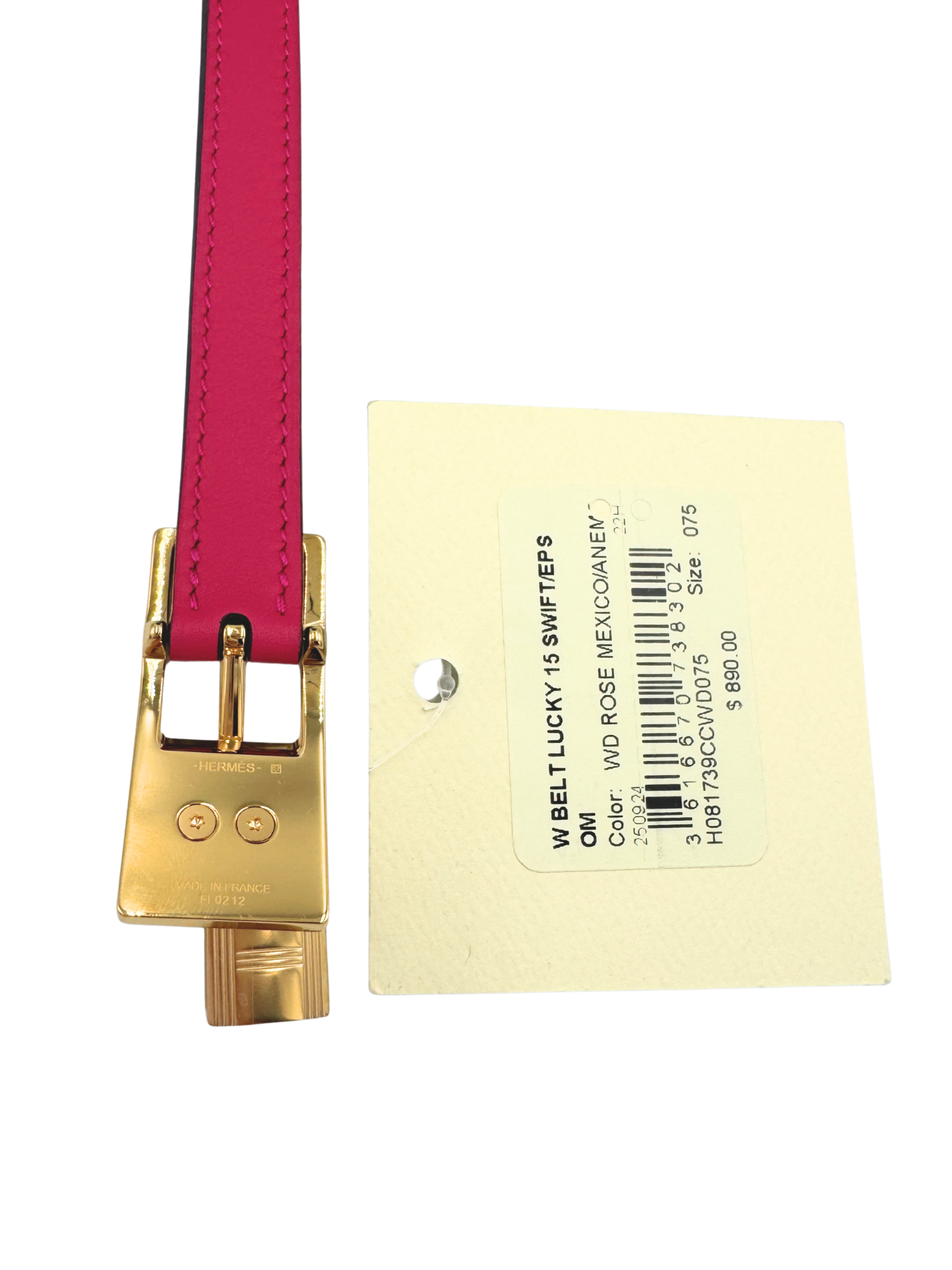 Size 75 Reversible Women's Lucky Belt 15 in Rose Mexico Swift Leather & Anemone Epsom Leather