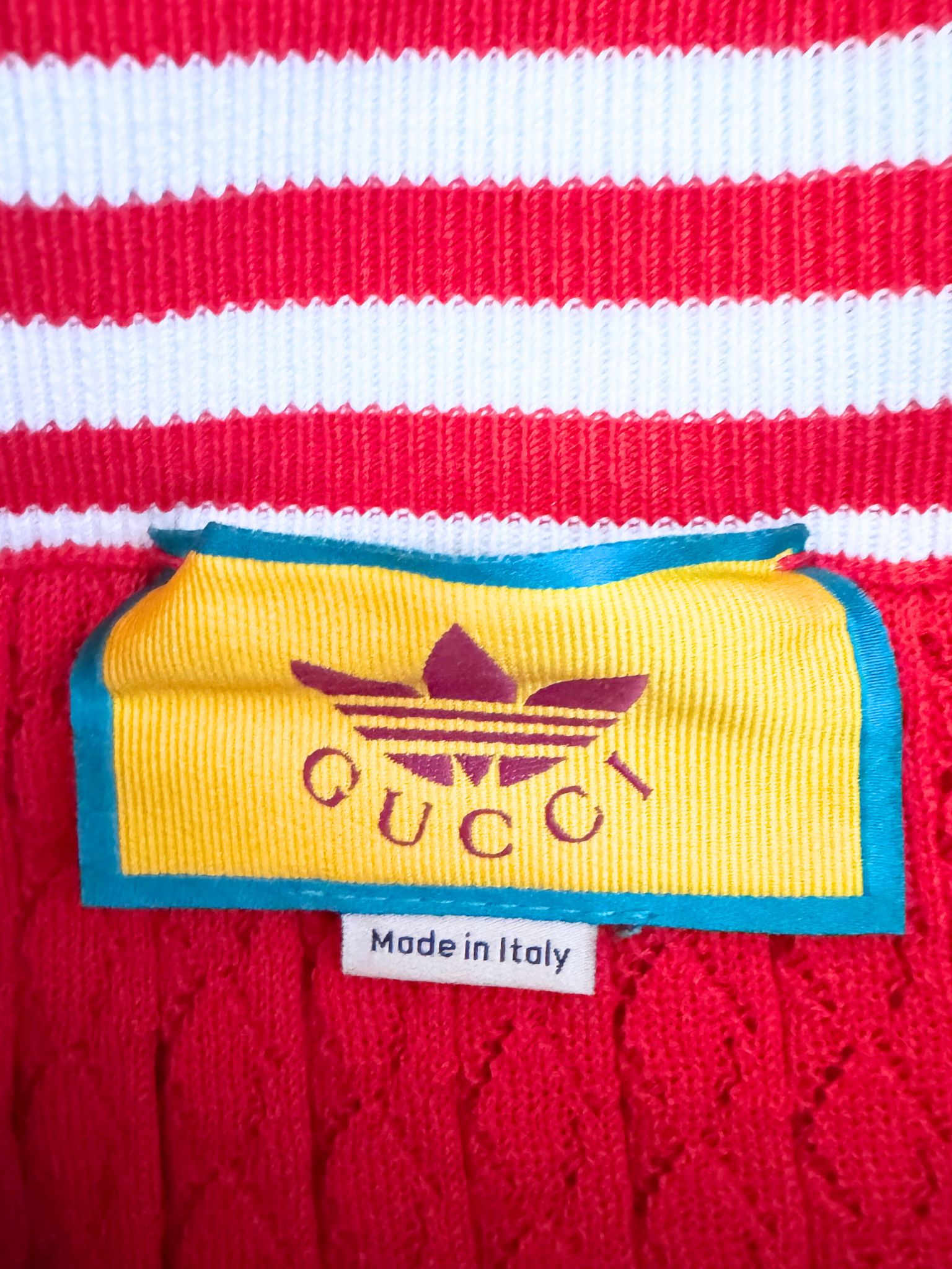 Size L Gucci x Adidas Chevron Pleated Wide Leg Culottes Pants in Red Knit Fabric