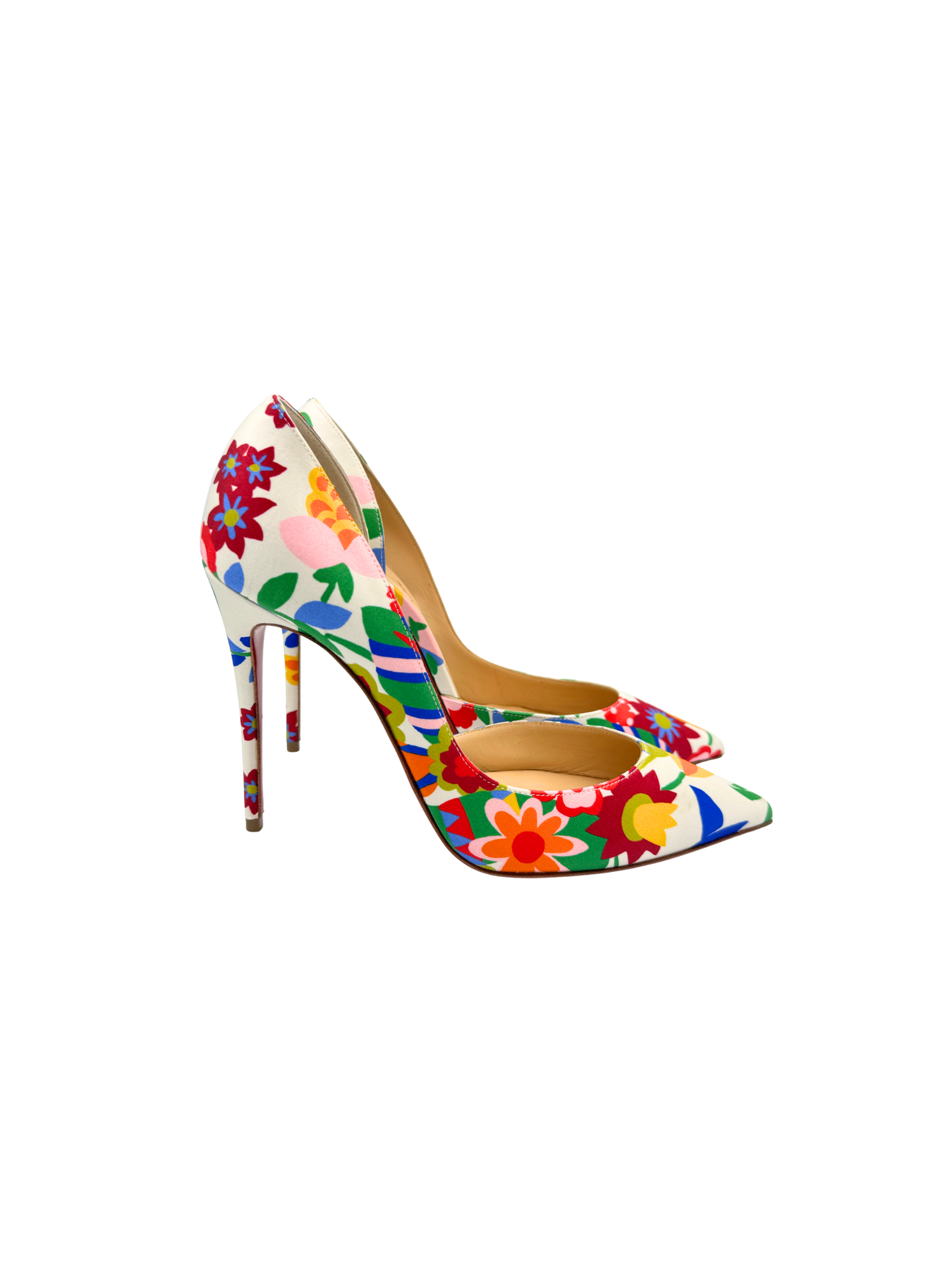 Size 38 Iriza 100 mm Pointed Toe D'orsay Pumps in Floral Satin