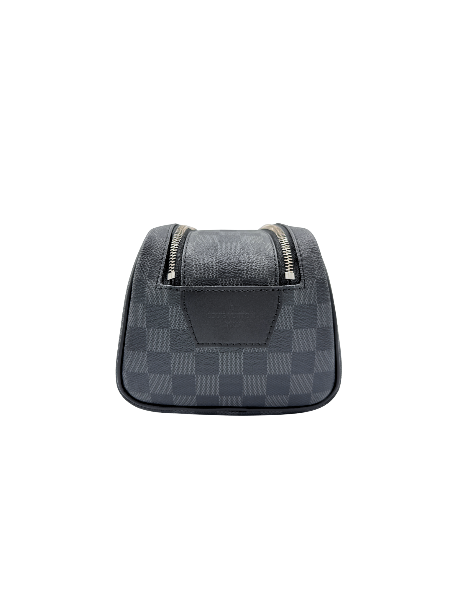Dopp Kit Double-Zip Travel Toiletry Pouch / Travel Organizer in Damier Graphite Coated Canvas