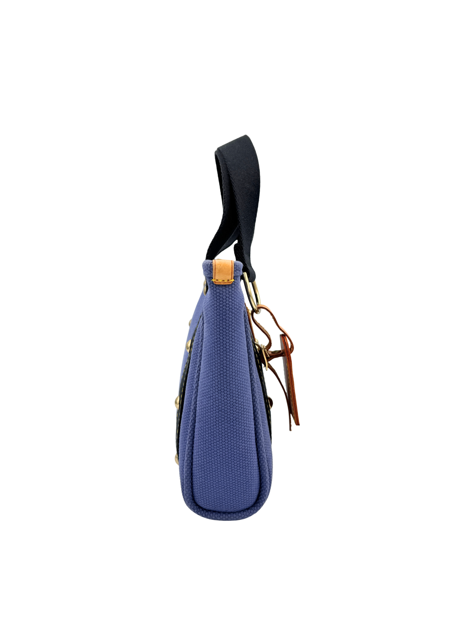Small Shopping Tote Bag with Logo Plaque in Blue Canvas