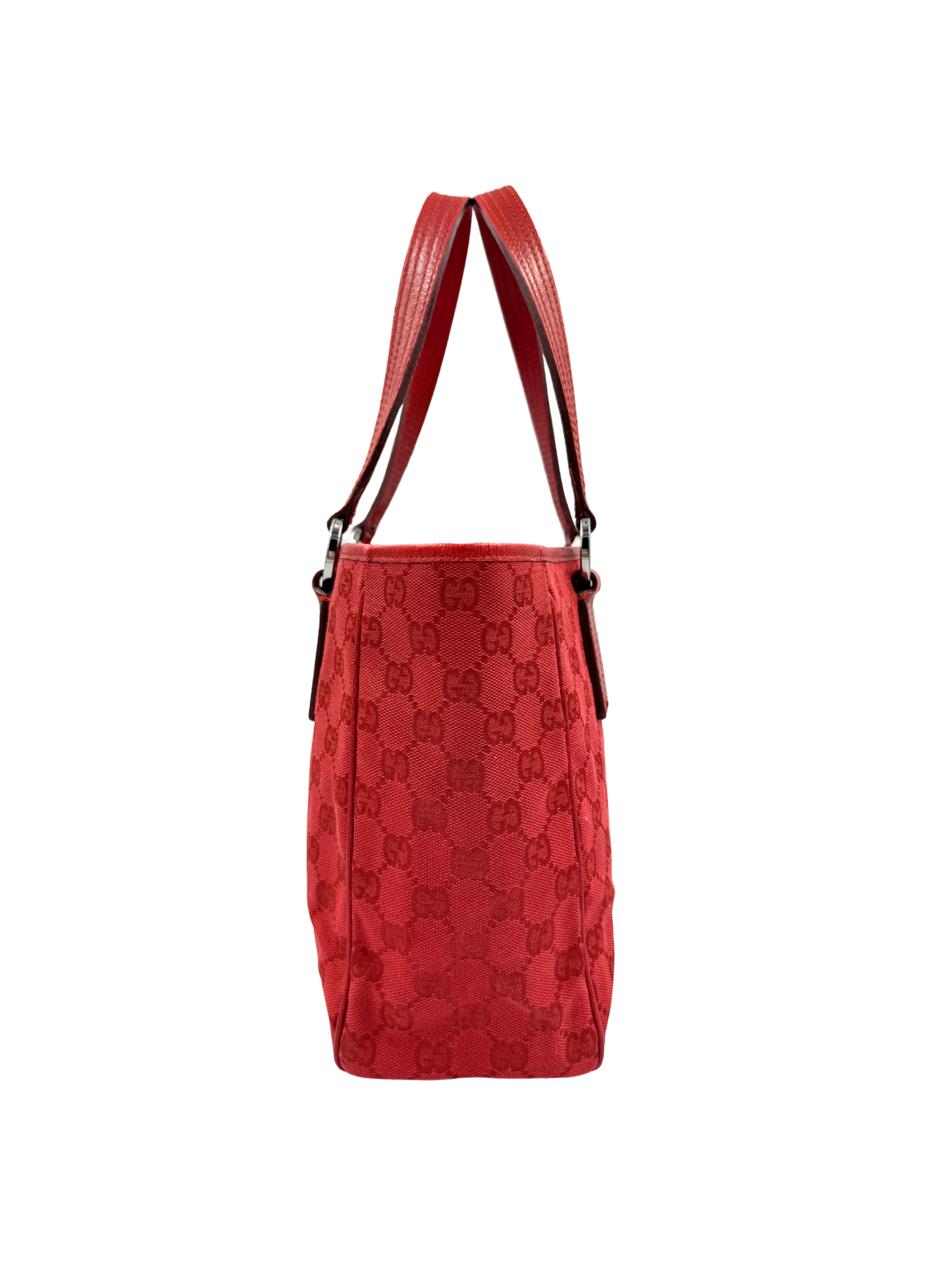 Small East-West Logo Shopping Tote Bag in Red Monogram GG Supreme Canvas