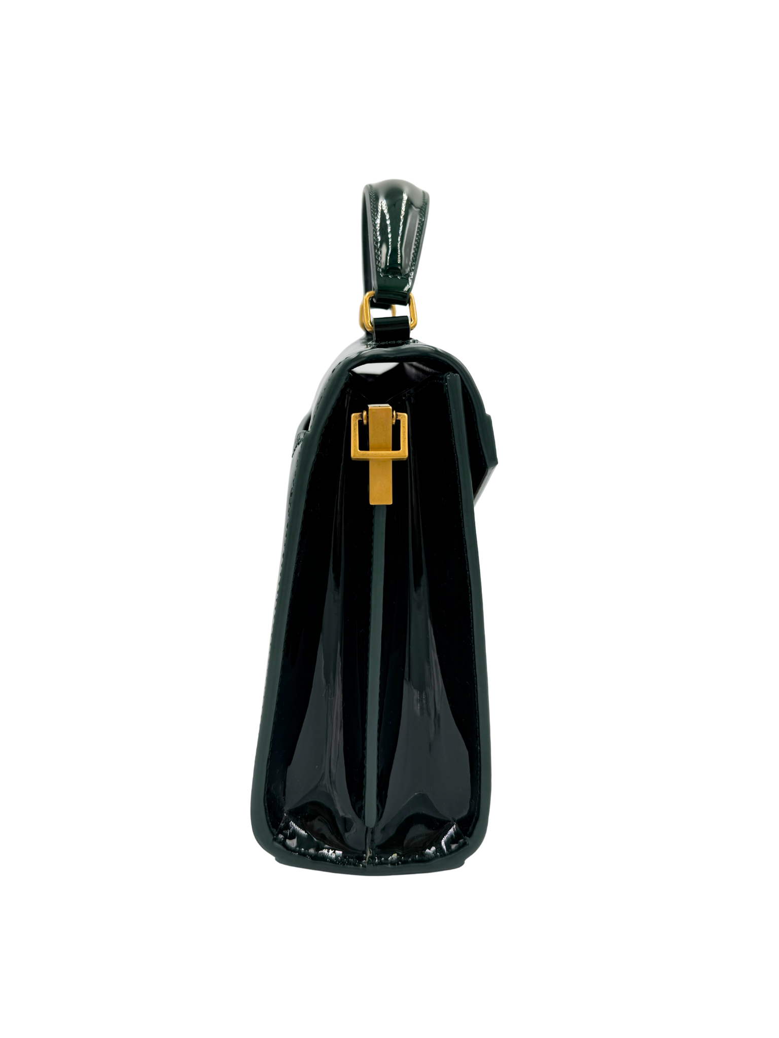 2025 Mini Cassandra Top Handle Shoulder Bag in Fir Leaf Green Patent Leather