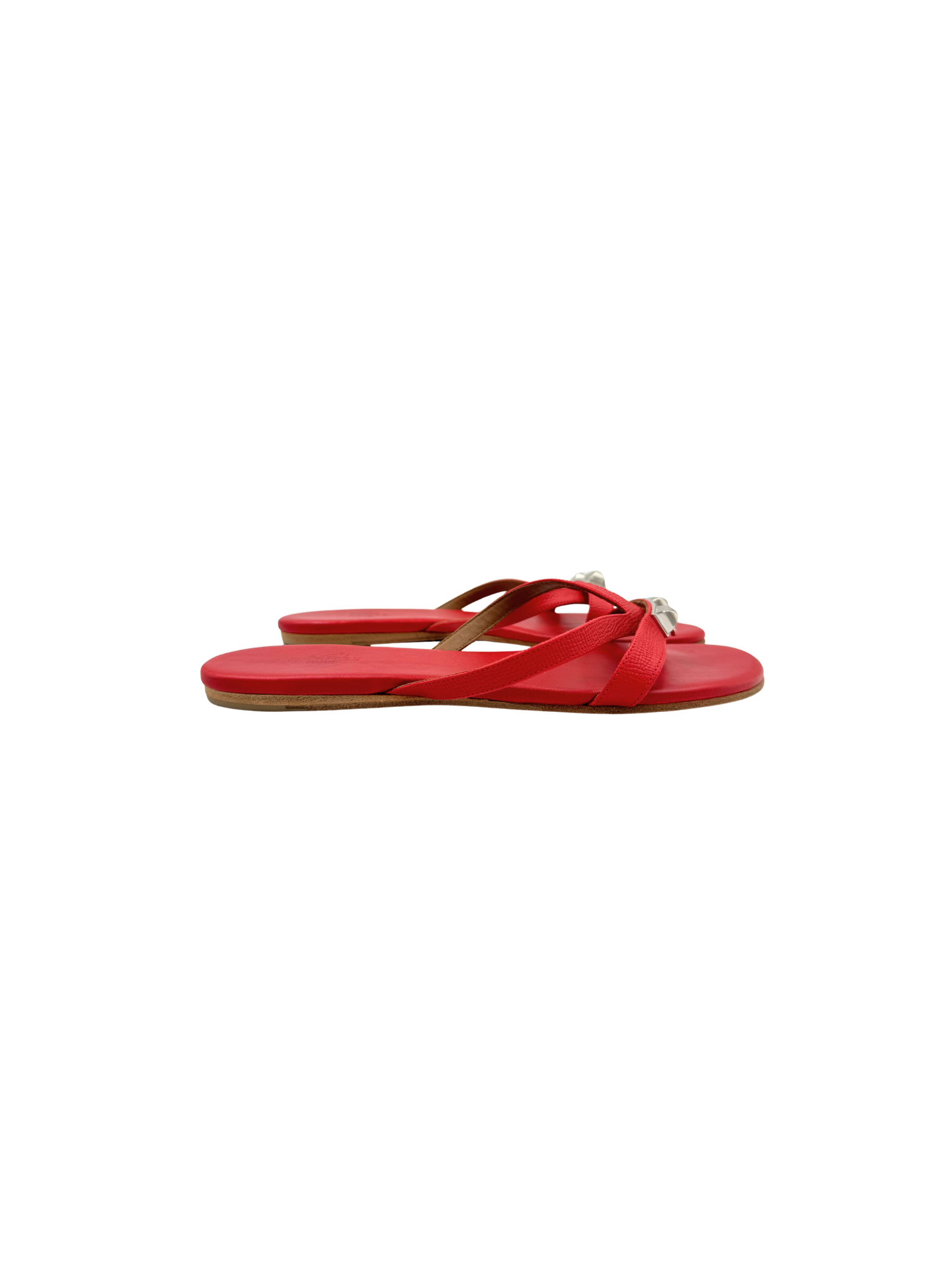Size 37 Corfou Rivale Flat Thong Sandals in Red Leather