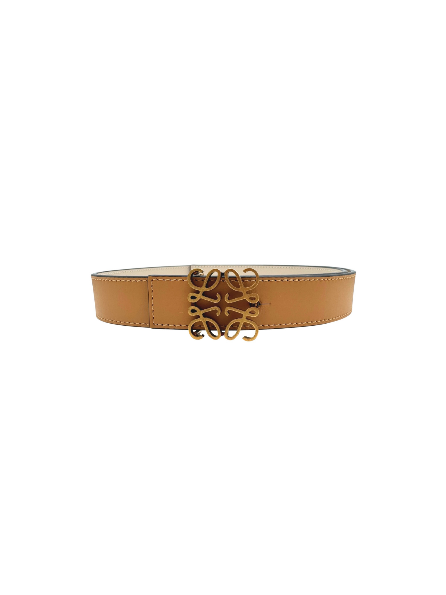 Size 80 Reversible Anagram Logo Belt in Tan & Sand Smooth Calfskin Leather
