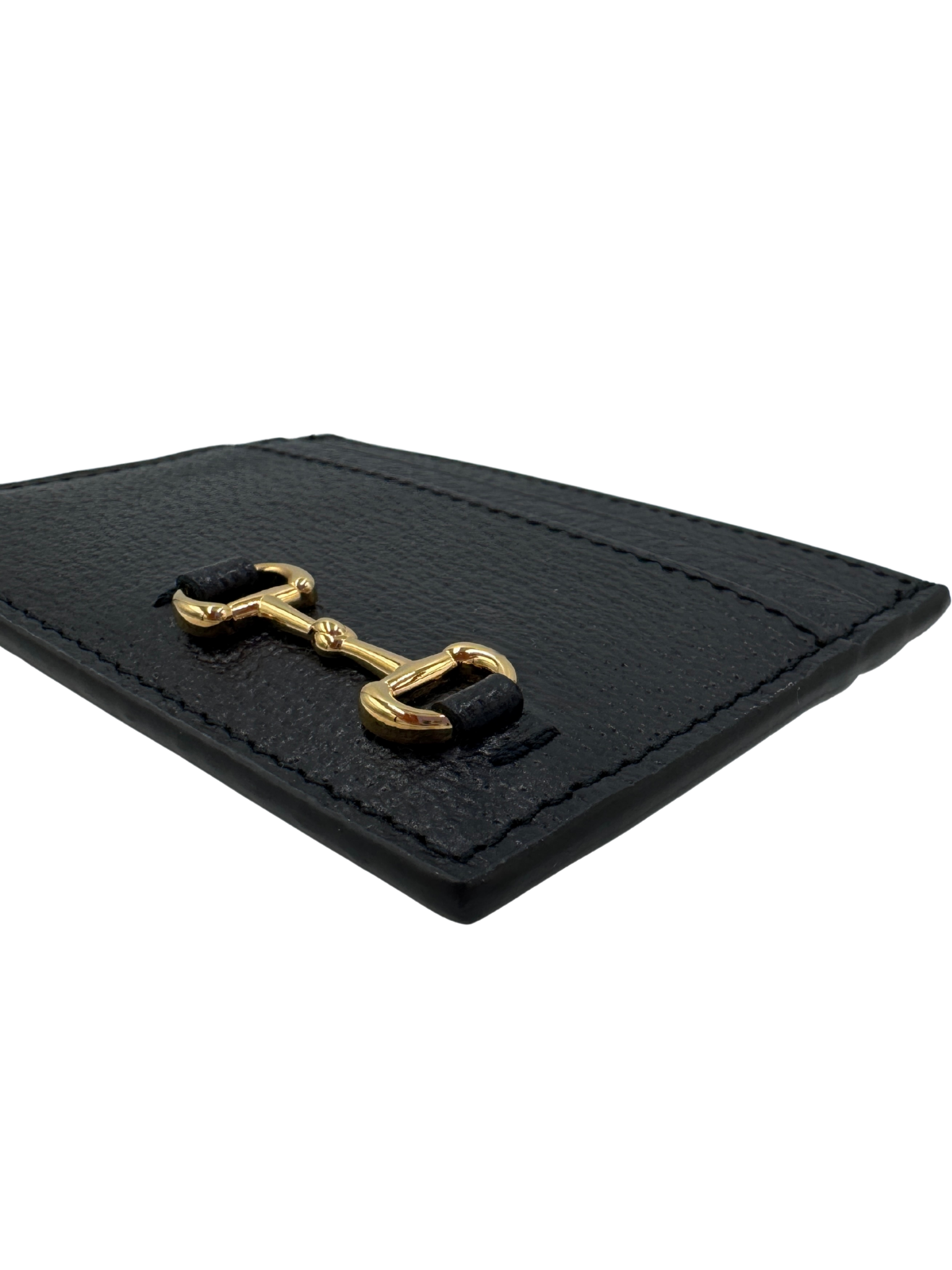 Classic Horsebit Card Holder Wallet in Black Leather